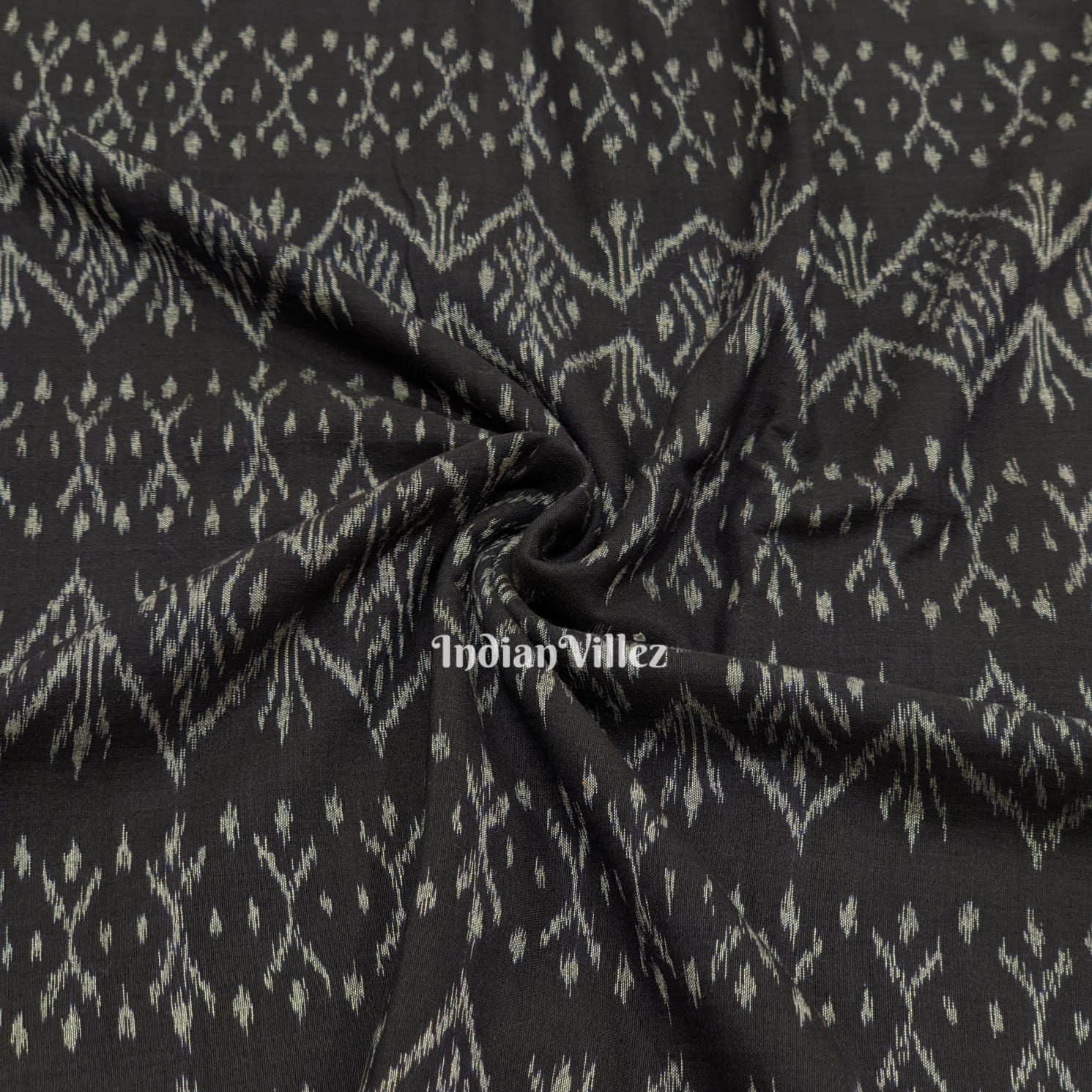 Black Odisha Ikat Sambalpuri Cotton Fabric