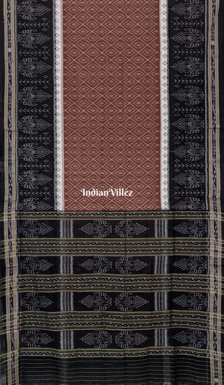 Black Taupe Color Odisha Ikat Sambalpuri Cotton Saree