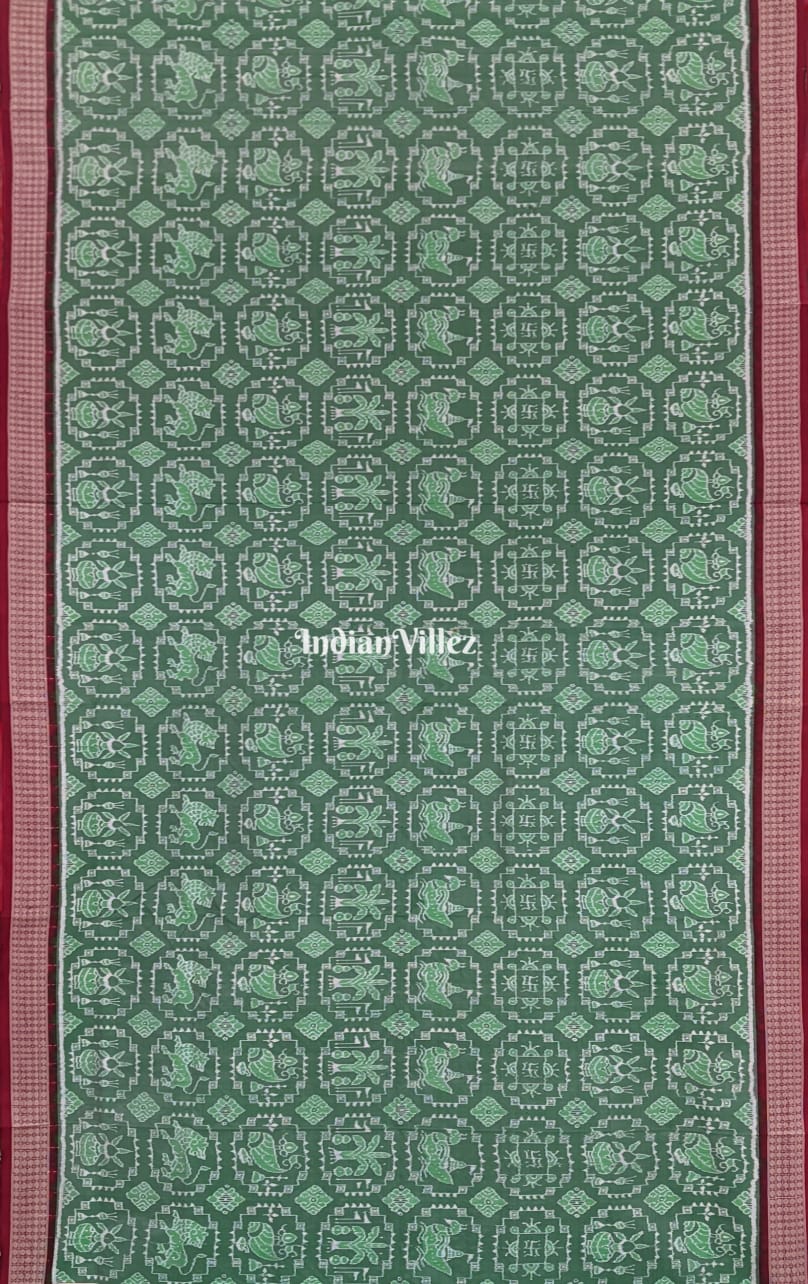 Mint Green Sambalpuri Ikat Silk Pastel Saree