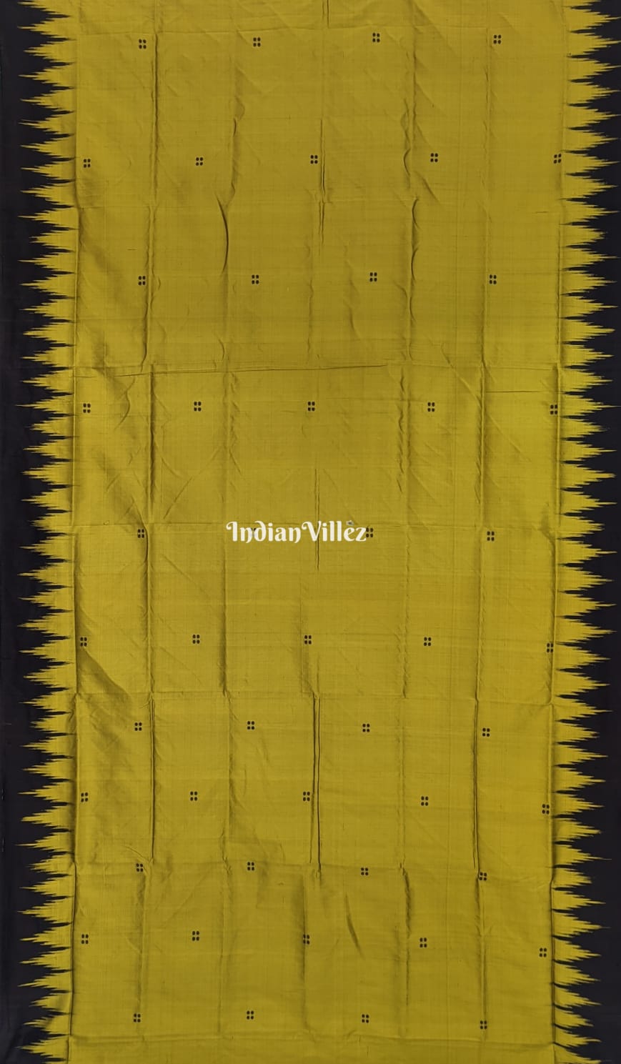 Mehndi Green with Black Kumbha Sambalpuri Ikat Silk Saree