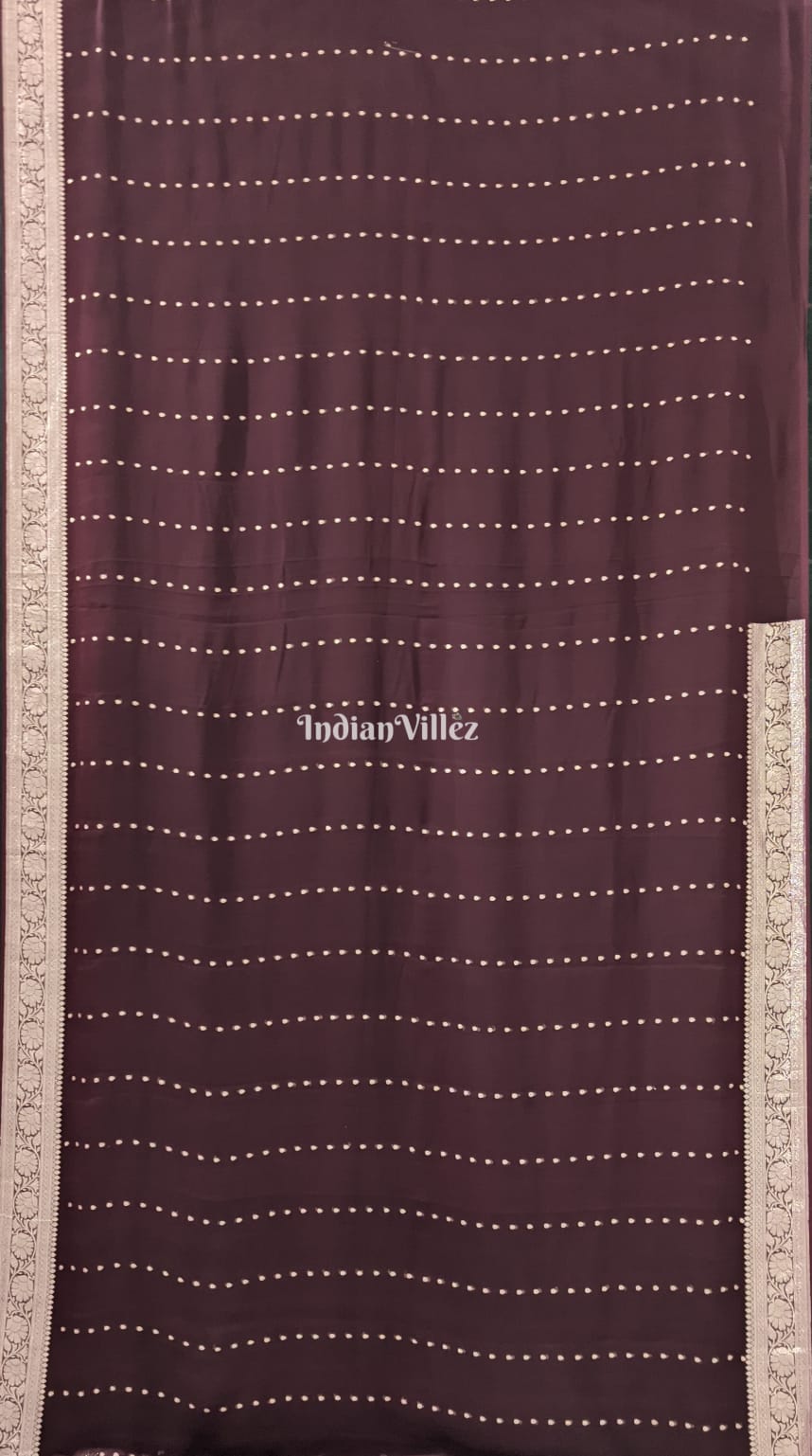 Chocolate Brown Khaddi Chiffon Banarasi Handloom Saree