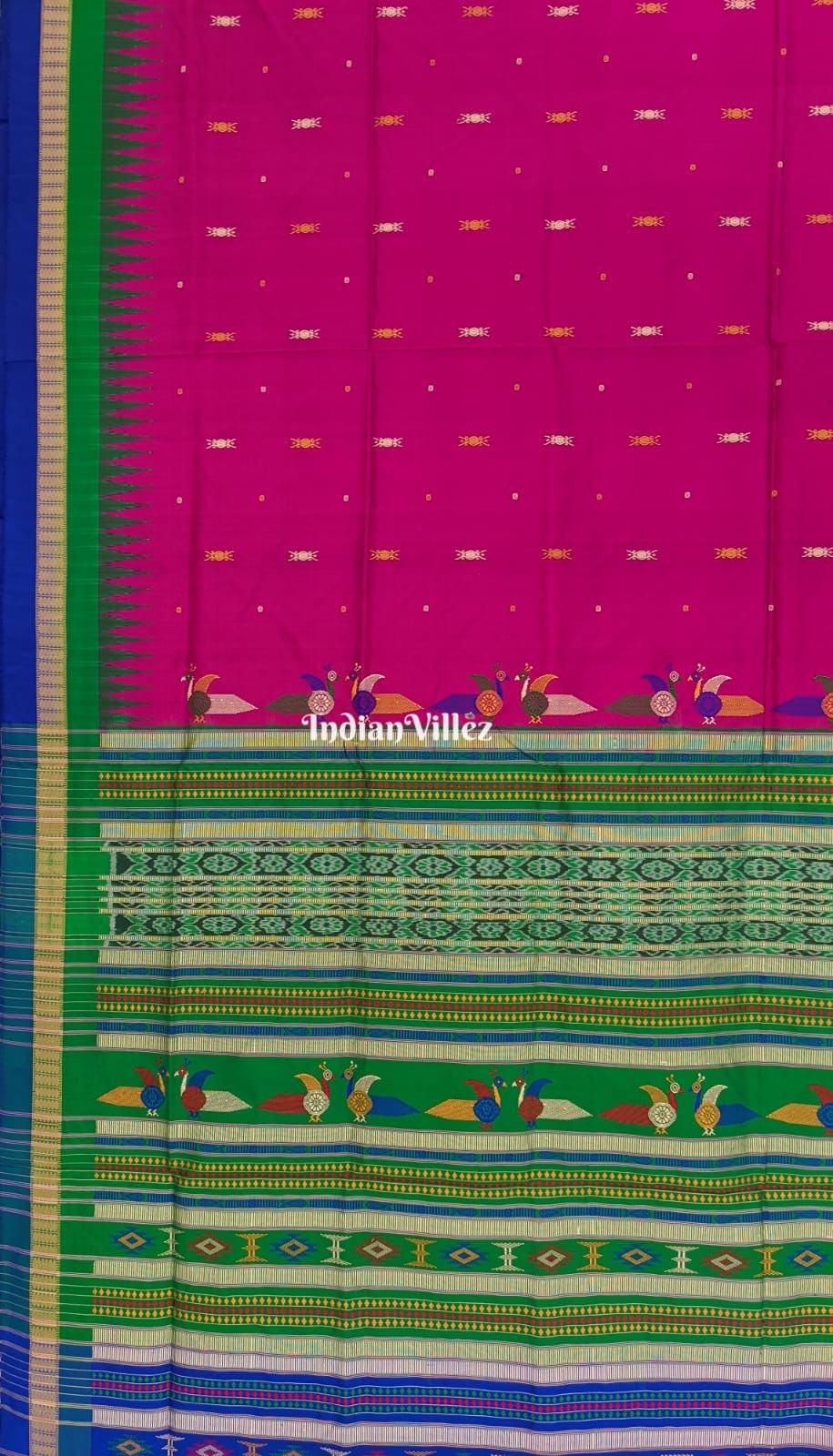 Magenta Ganjam Bomkai Sambalpuri Ikat Silk Saree