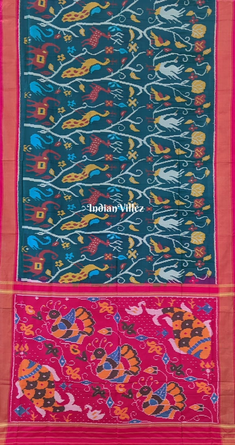 Multicolored Animal Themed Pochampally Ikat Silk Saree