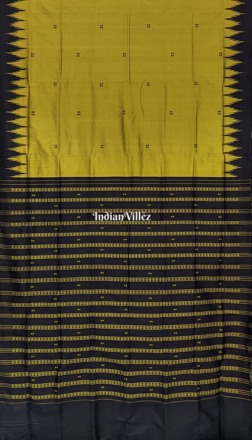 Mehndi Green with Black Kumbha Sambalpuri Ikat Silk Saree