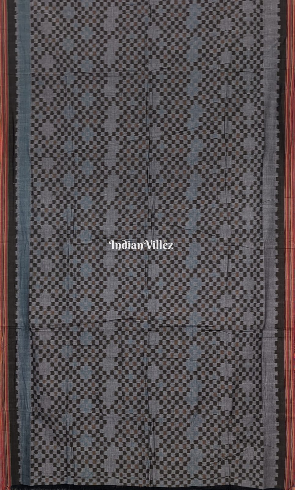 Grey-Black Pasapalli Sambalpuri Ikat Cotton Saree