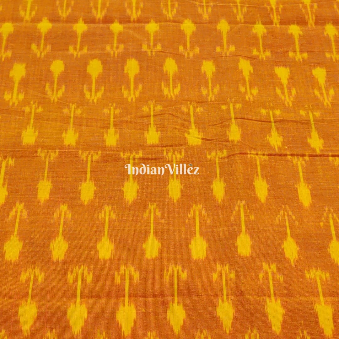 Orange Handwoven Cotton Pochampally Ikat Fabric