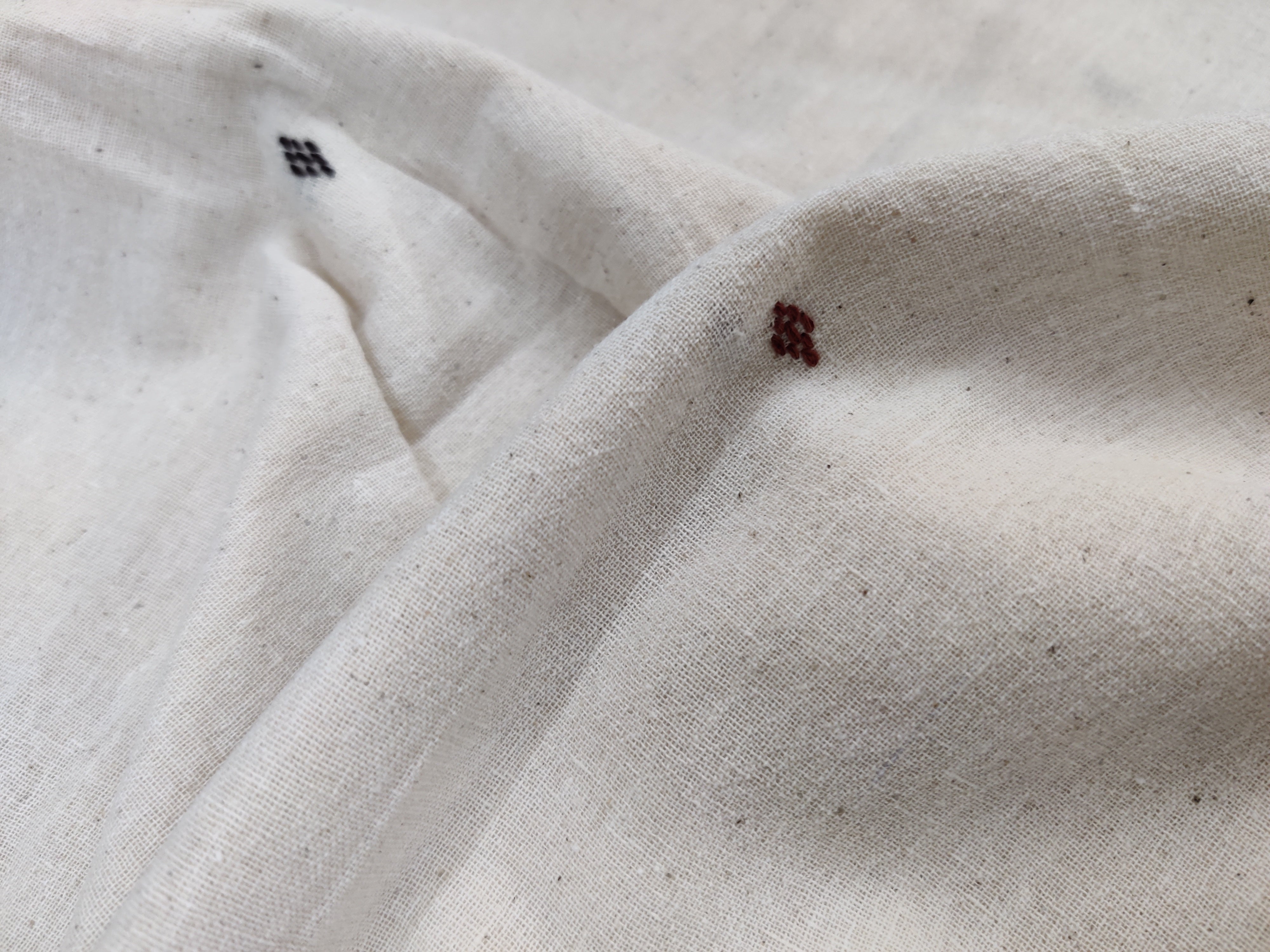 White with Diamond Motifs Kotpad Handloom Fabric - IndianVillèz