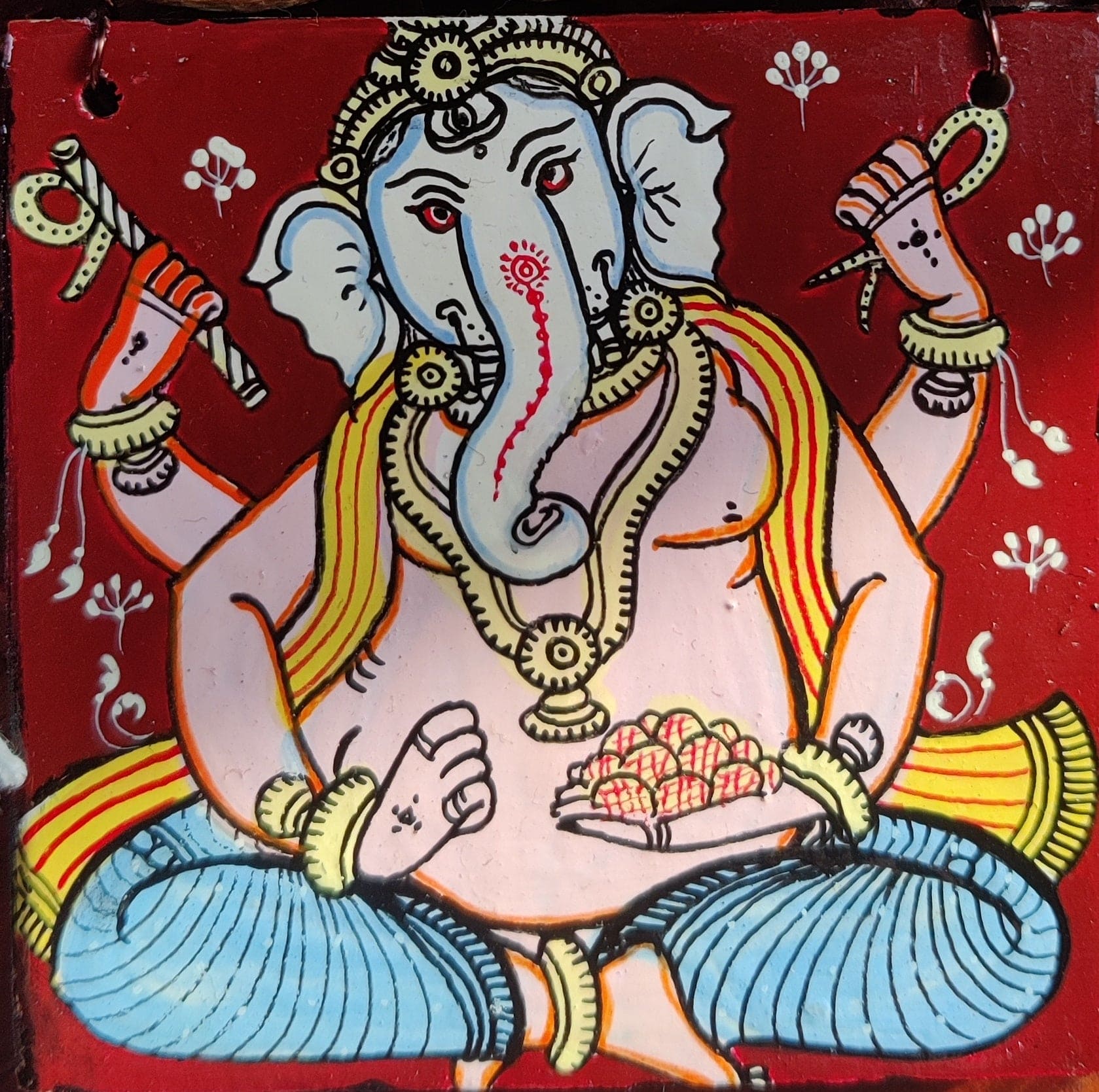 Shri Ganesh Pattachitra Handpainted Necklace - IndianVillez