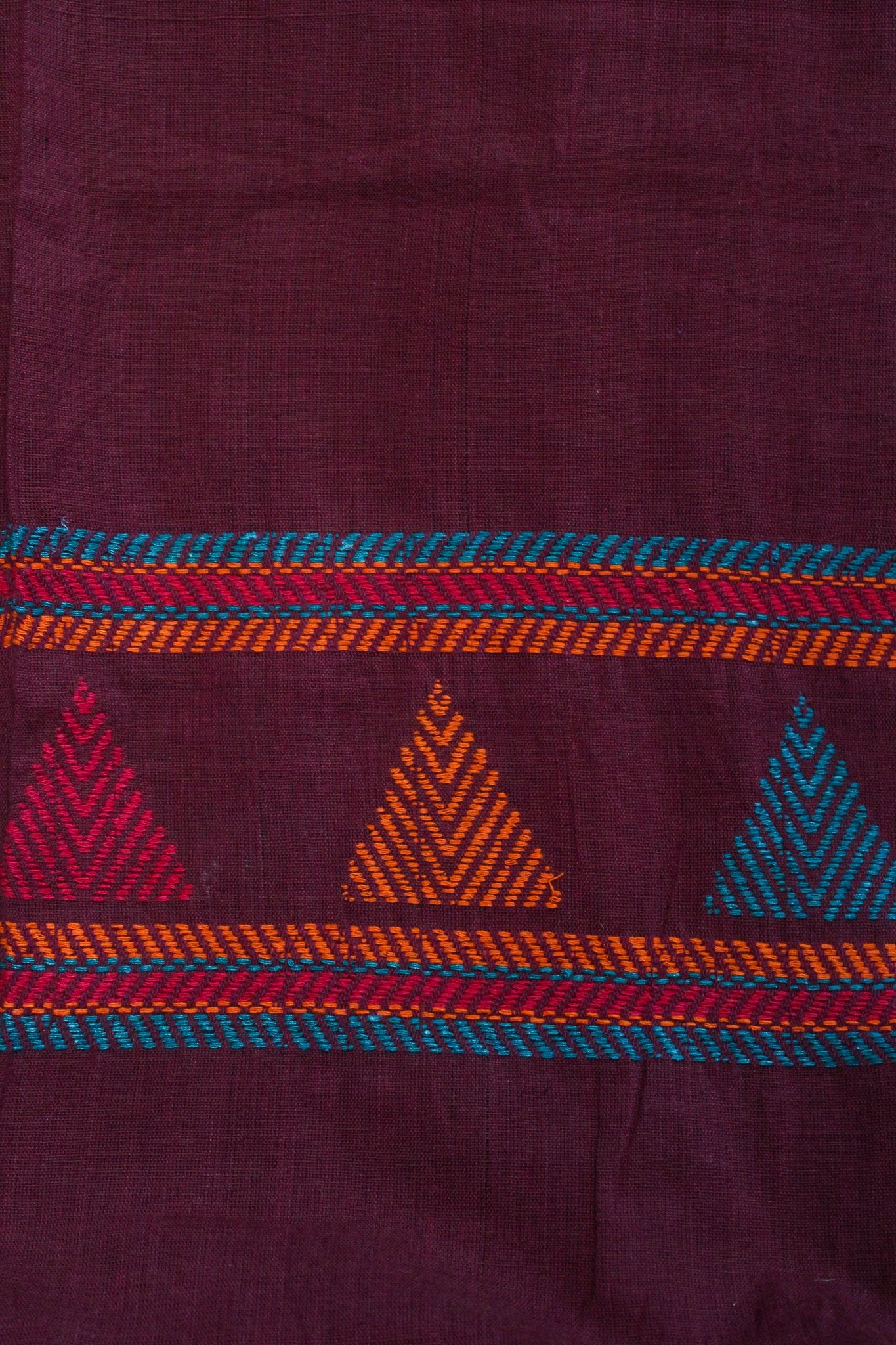 Maroon Dongaria Cotton Handloom Stole - IndianVillèz