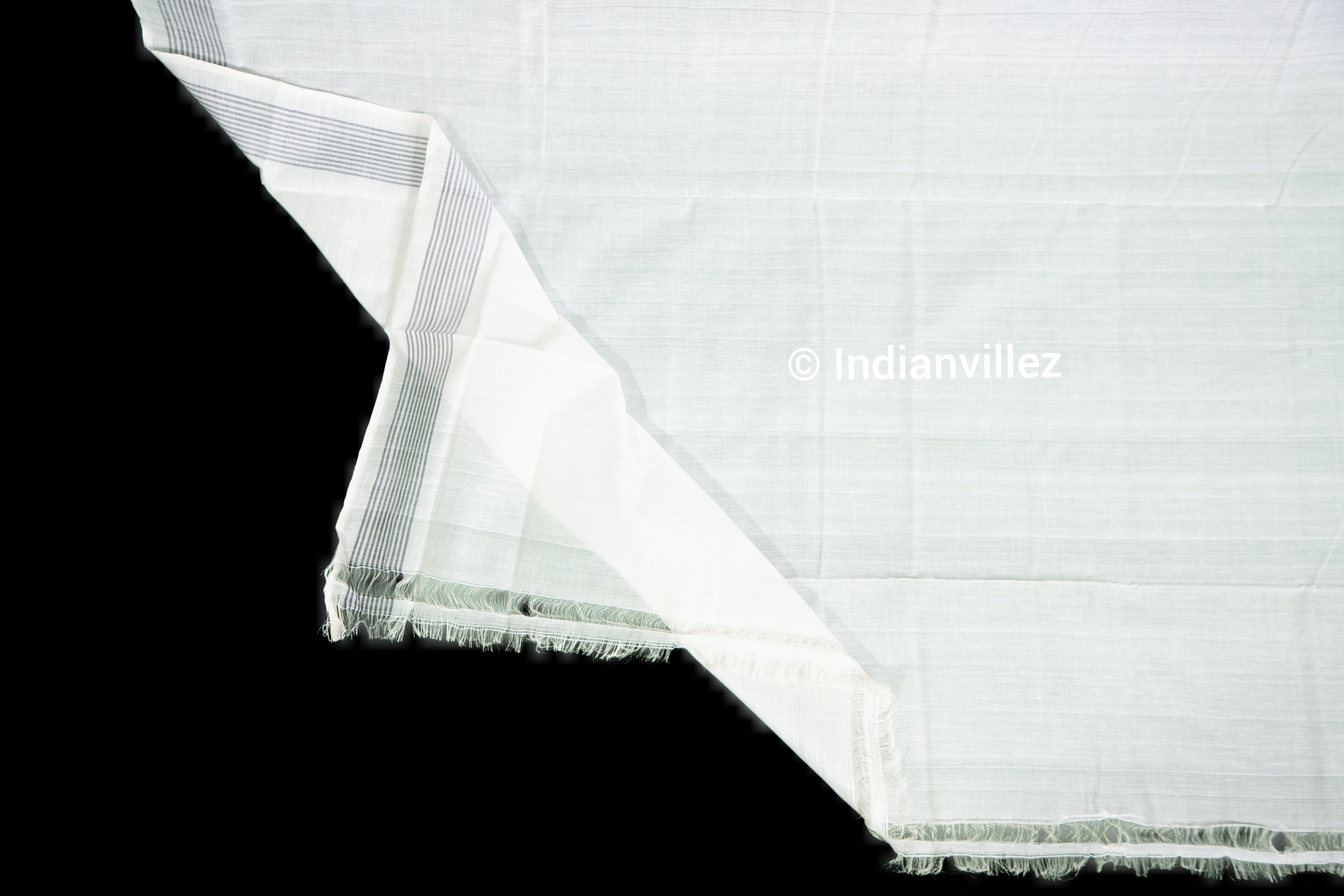 Black & White Phoda Kumbha Sambalpuri Ikat Odisha Handloom Cotton Saree - IndianVillez