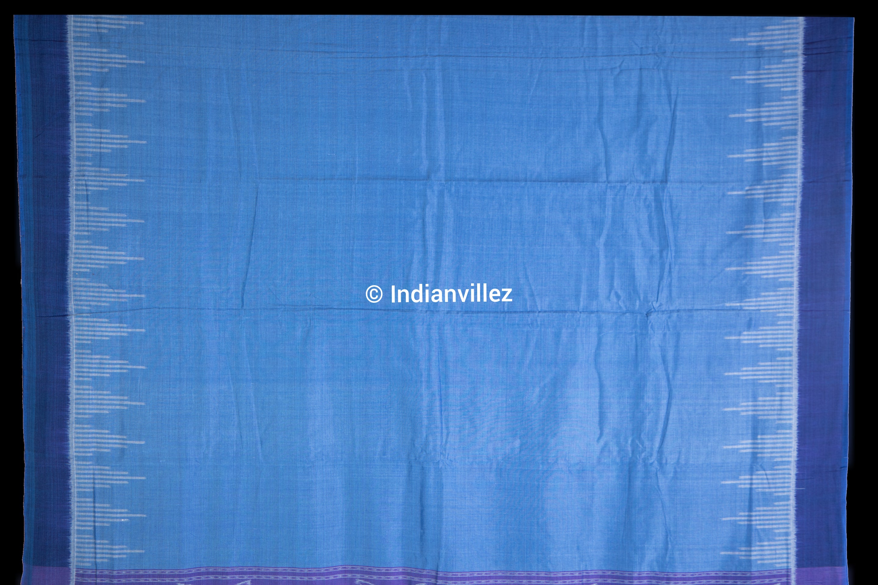 Indigo Blue Violet Bird Cotton Sambalpuri Ikat Odisha Handloom Saree - Indianvillez