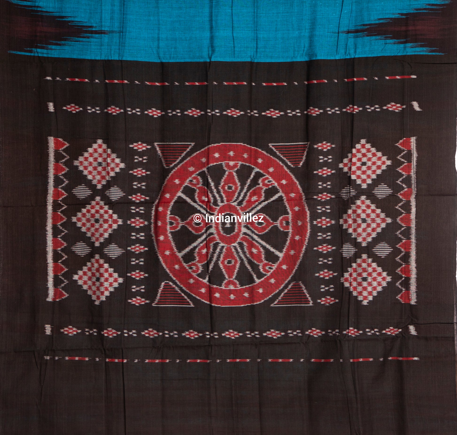 Blue Kargil Kumbha Cotton Ikat Handloom Cotton Saree – IndianVillez