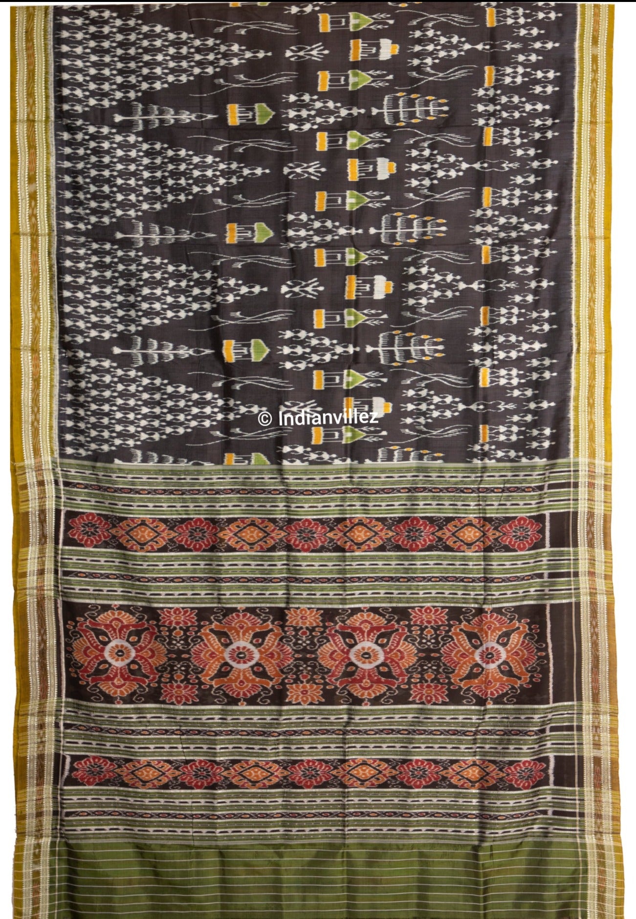 Black Tribal Khandua Odisha Handloom Silk Saree