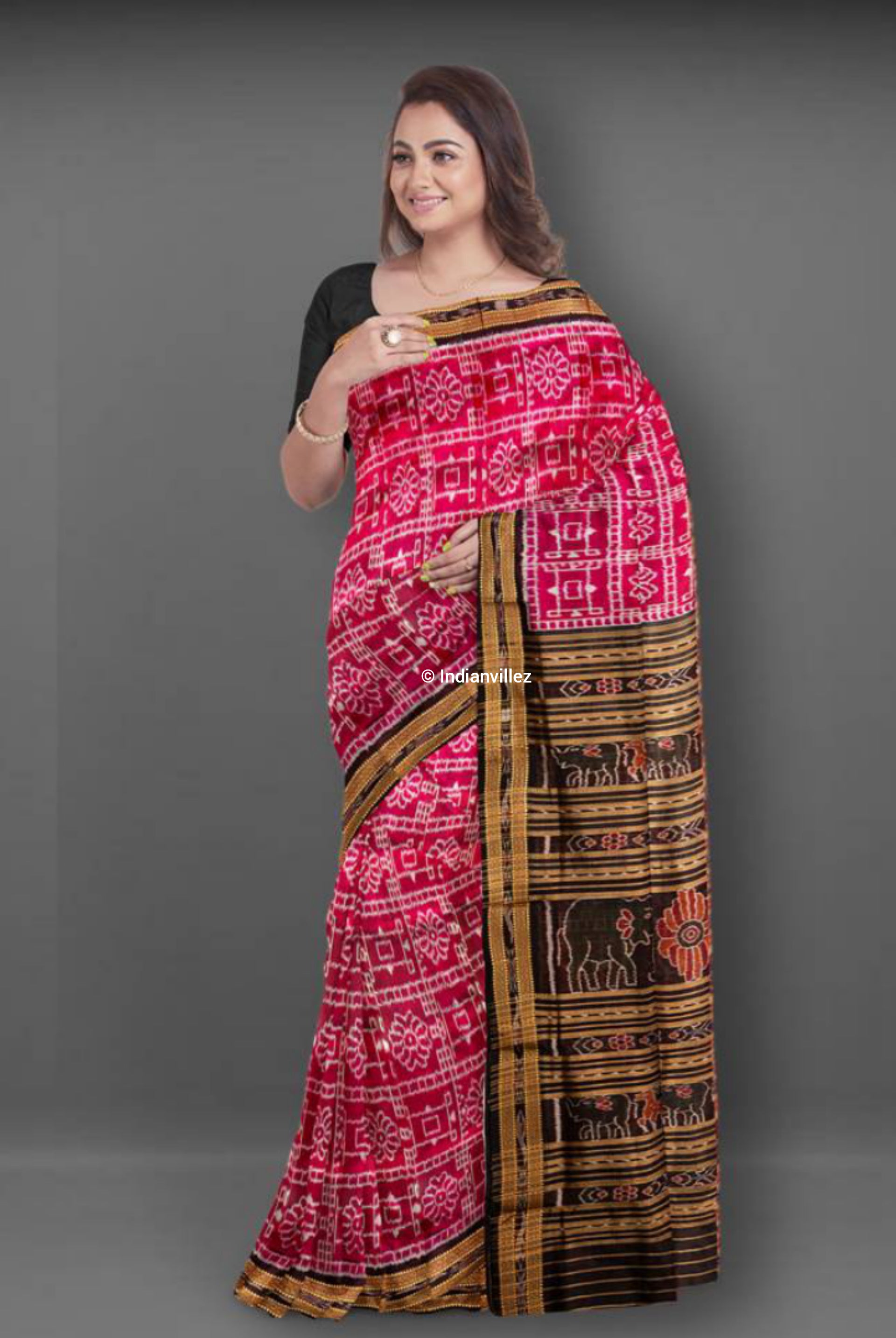 Pink Odisha Handloom Khandua Silk Saree