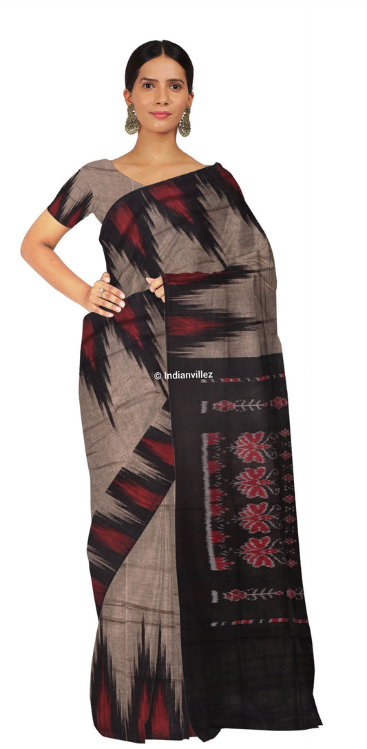 Grey Kargil Kumbha Odisha Handloom Cotton Saree