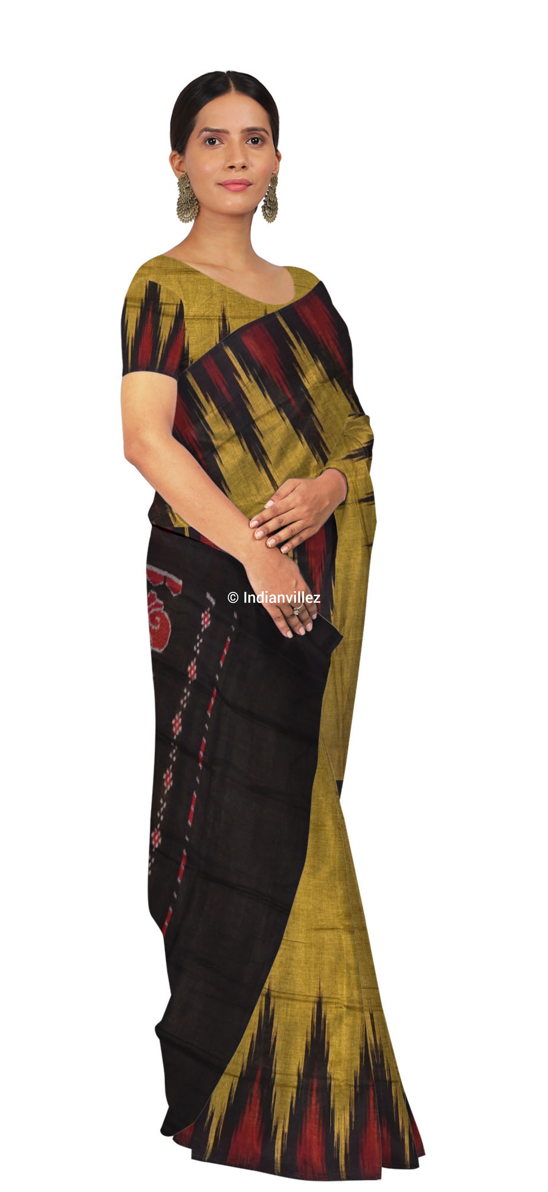 Light Green Kargil Kumbha Sambalpuri Cotton Saree