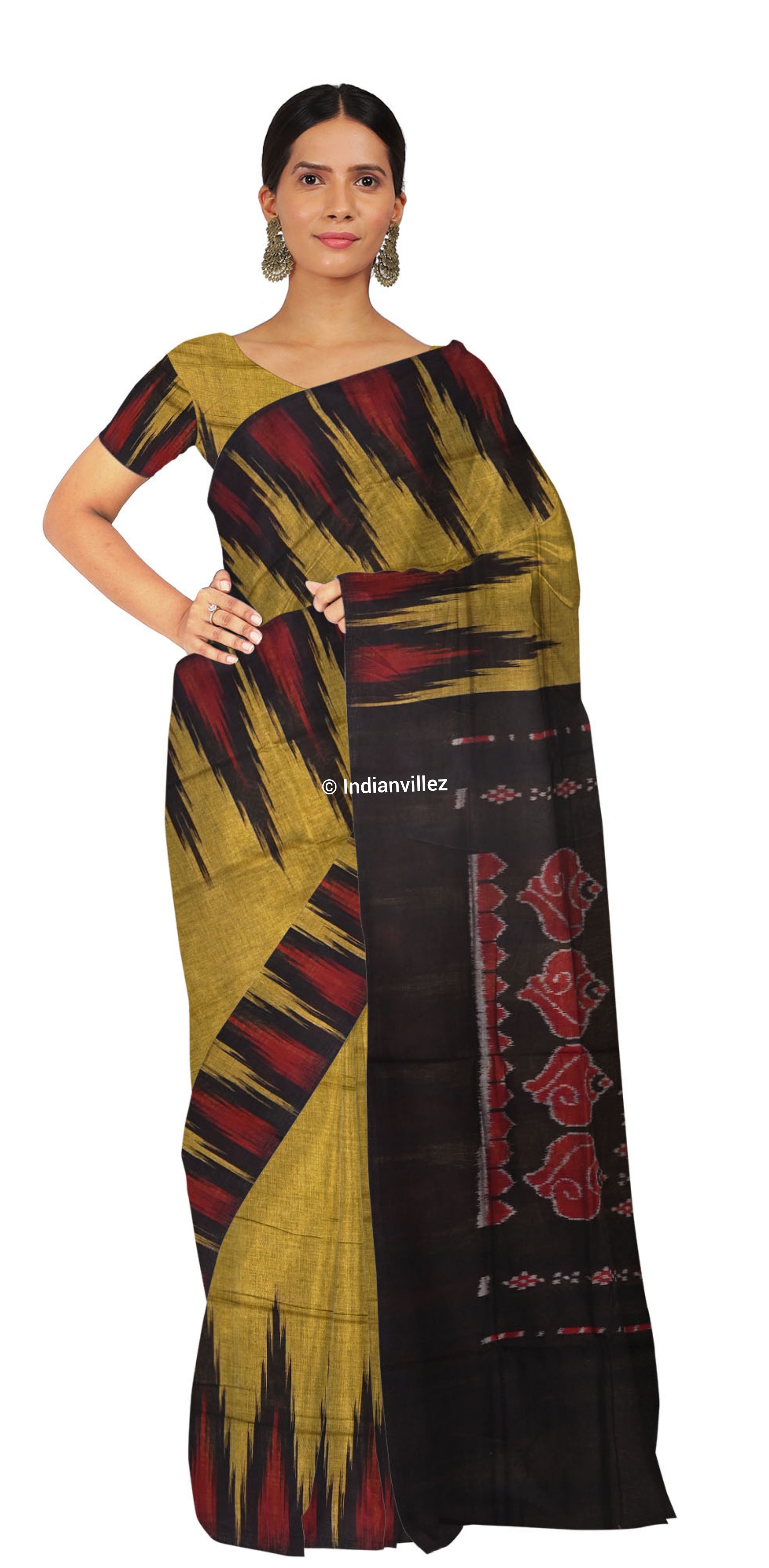 Light Green Kargil Kumbha Sambalpuri Cotton Saree