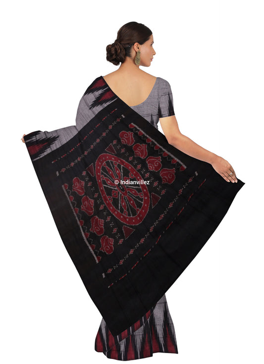 Grey Black Kargil Kumbha Odisha Handloom Cotton Saree