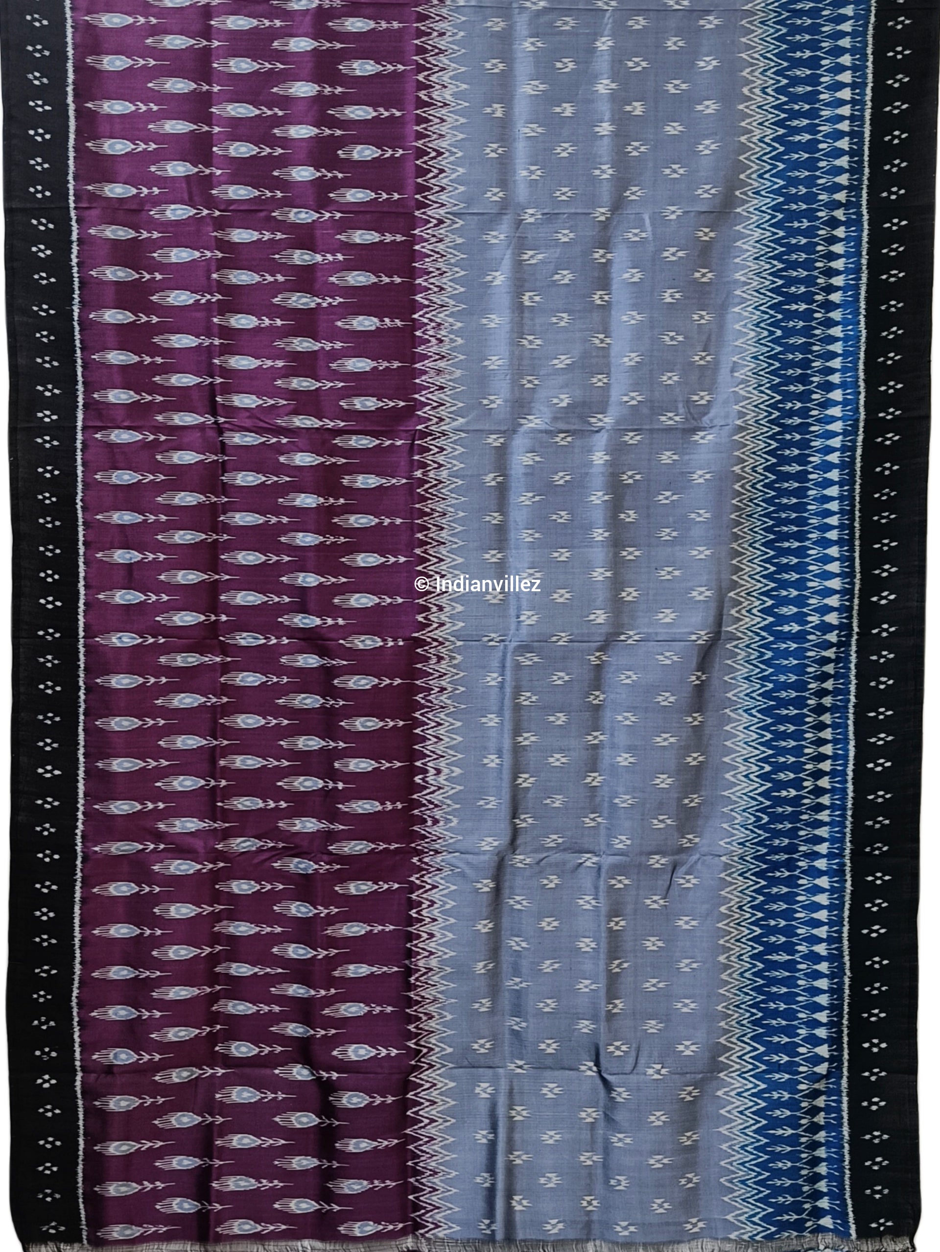 Pink, Grey & Sky Blue Mayurchandrika Odisha Handloom Silk saree