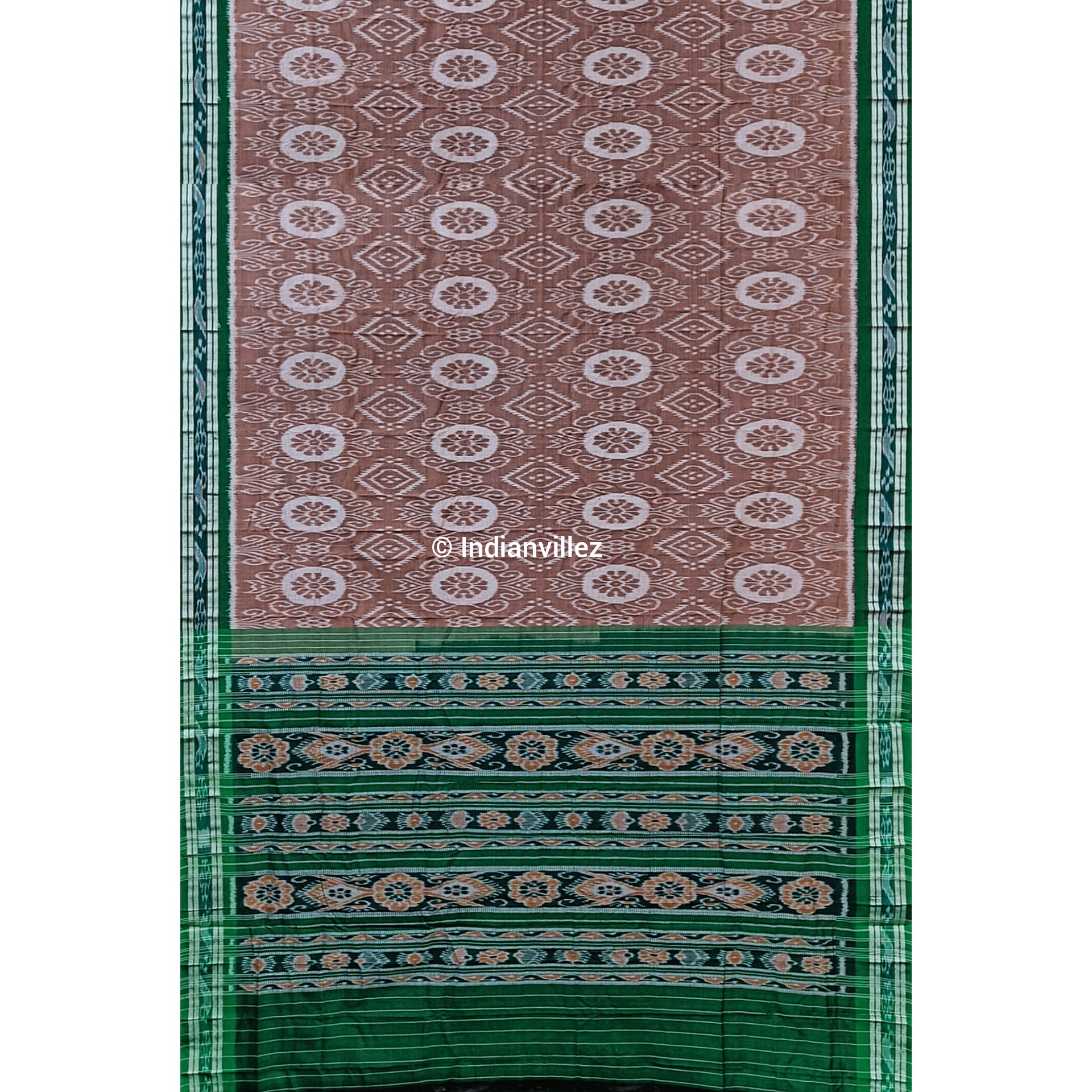 Peanut Green Odisha Handloom Sambalpuri Cotton Saree