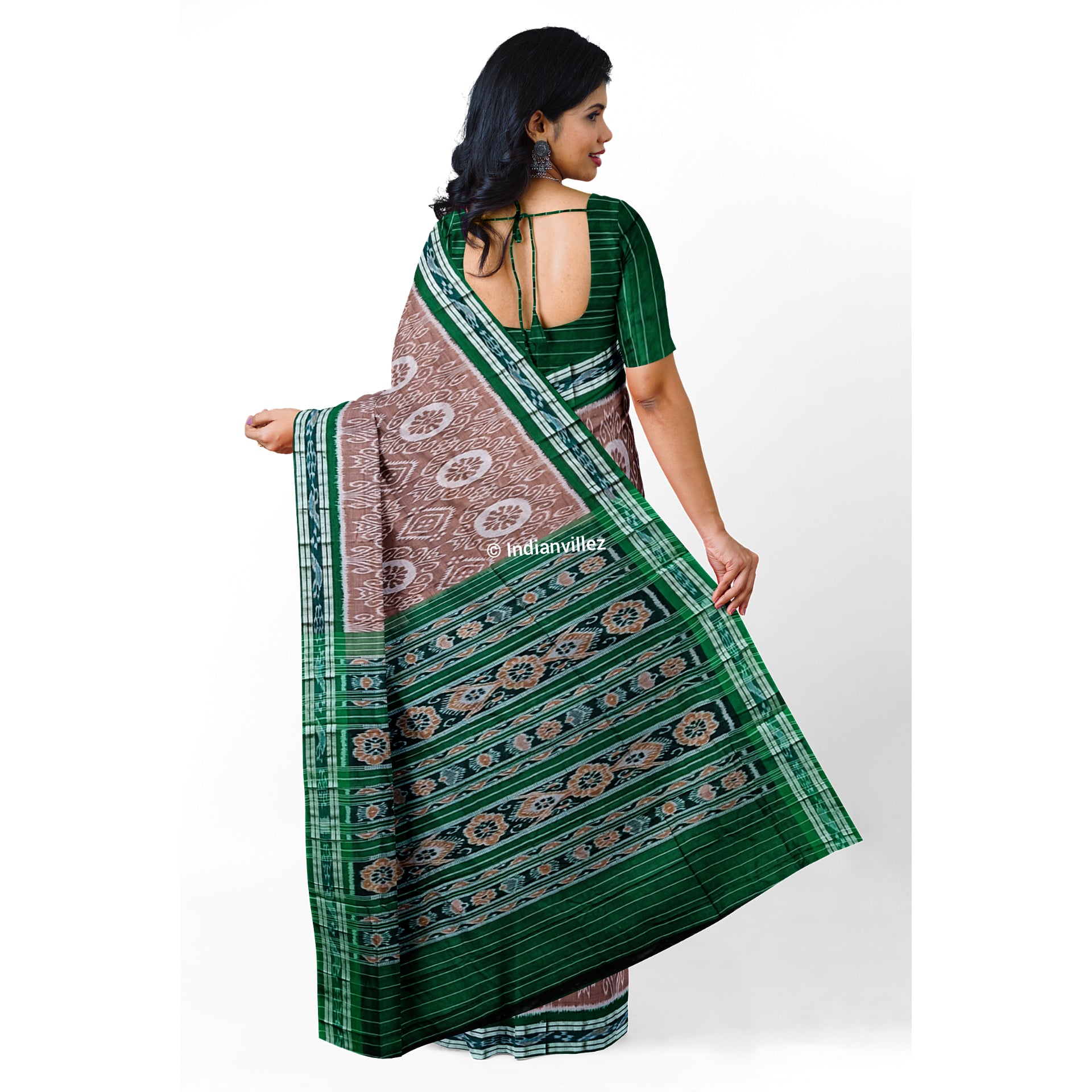 Peanut Green Odisha Handloom Sambalpuri Cotton Saree