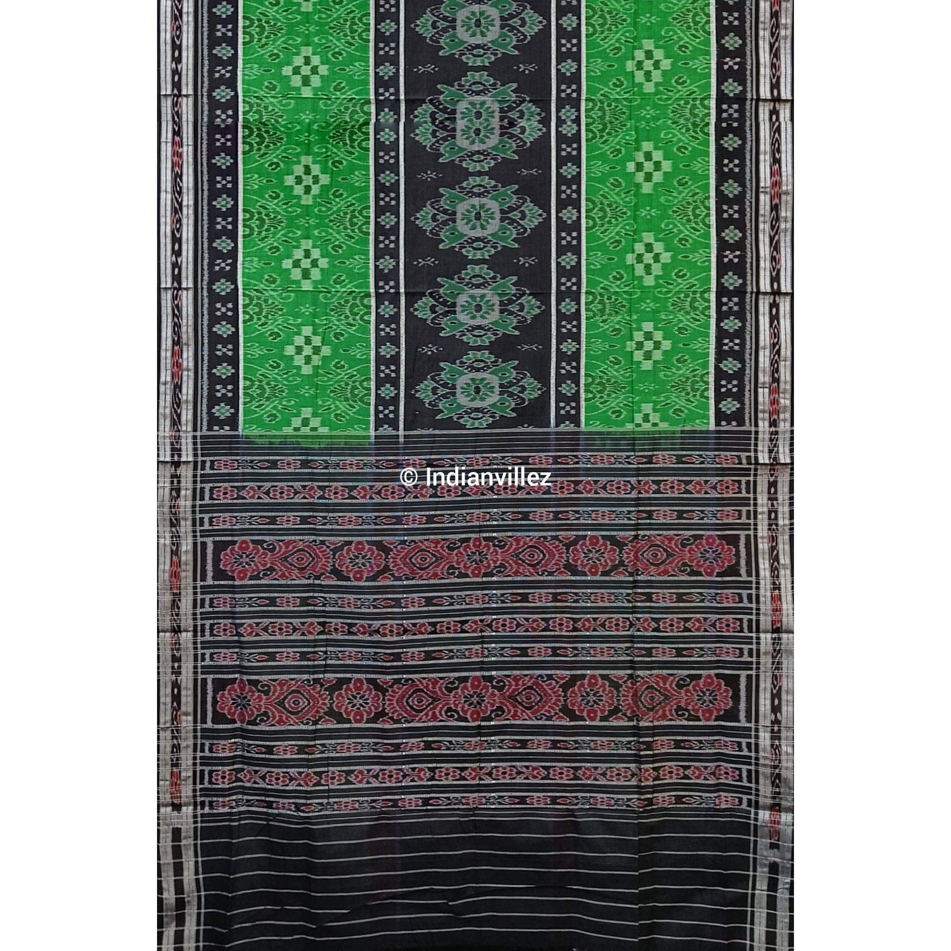 Green Black Odisha Handloom Sambalpuri Cotton Saree