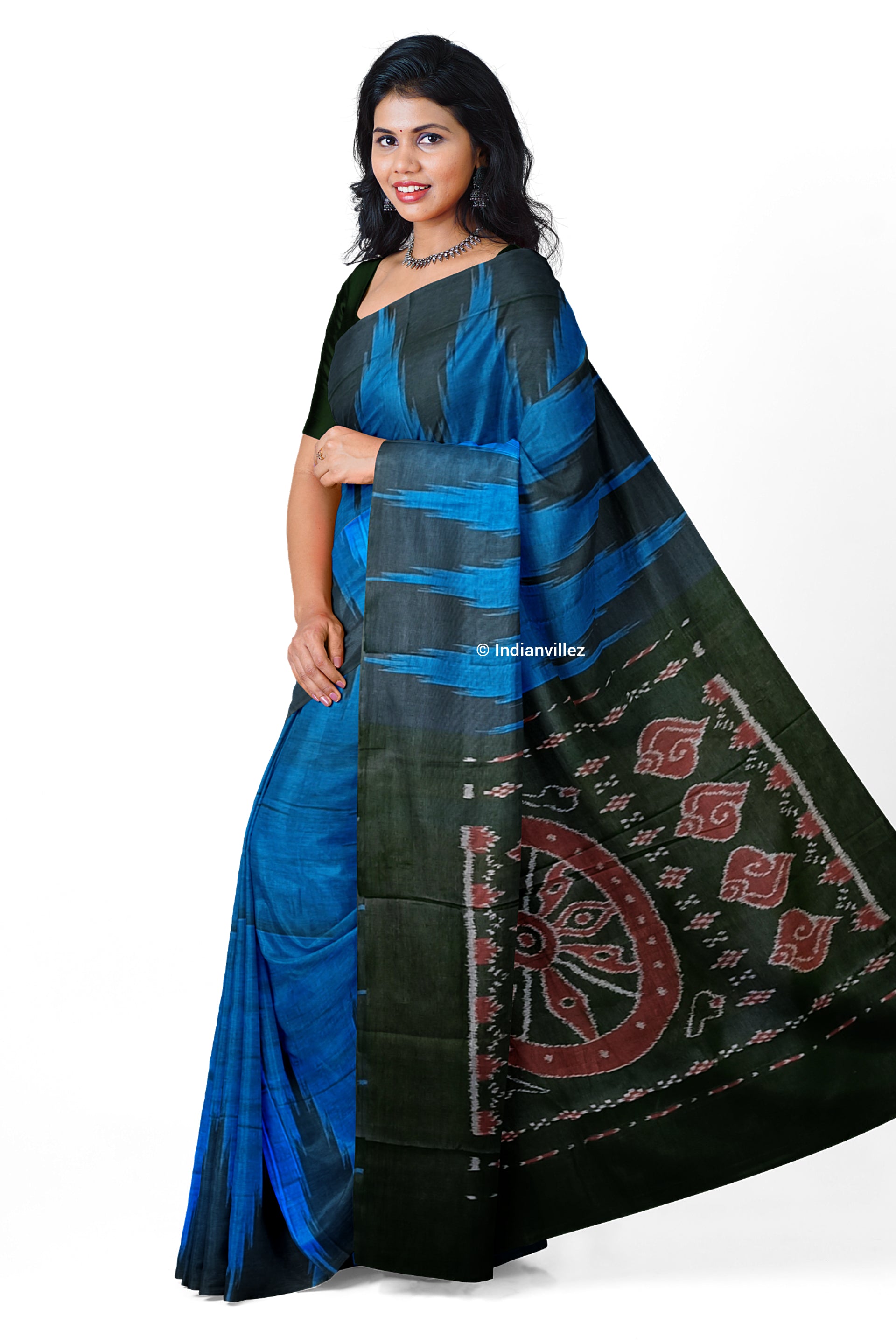 Blue Kargil Kumbha Odisha Handloom Cotton Saree