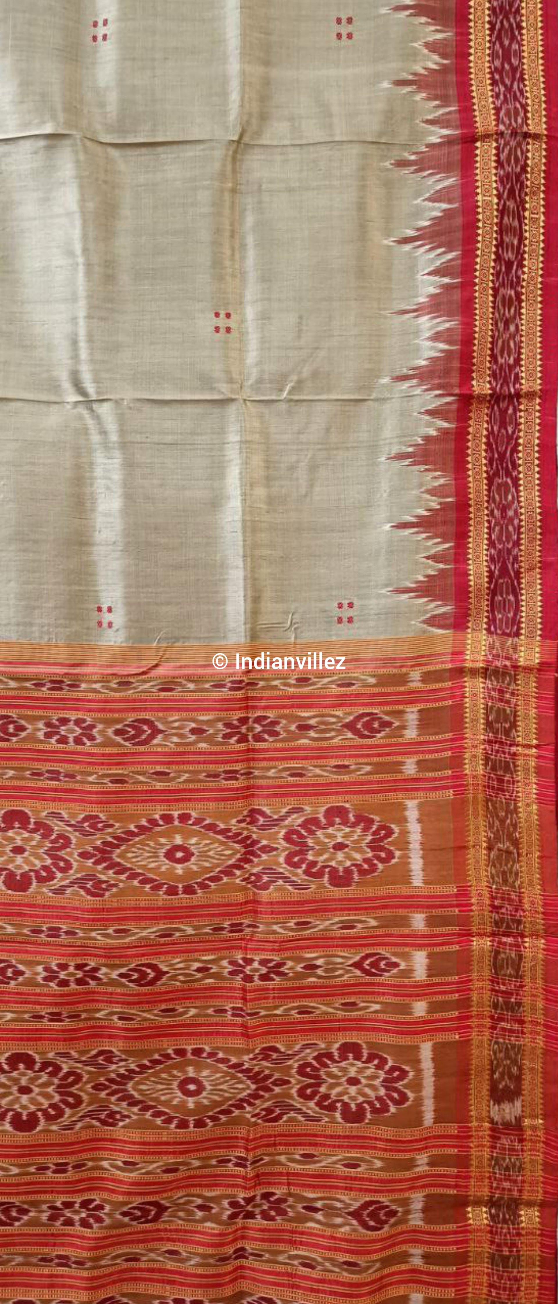 Moss Green Odisha Handloom Khandua Silk Saree