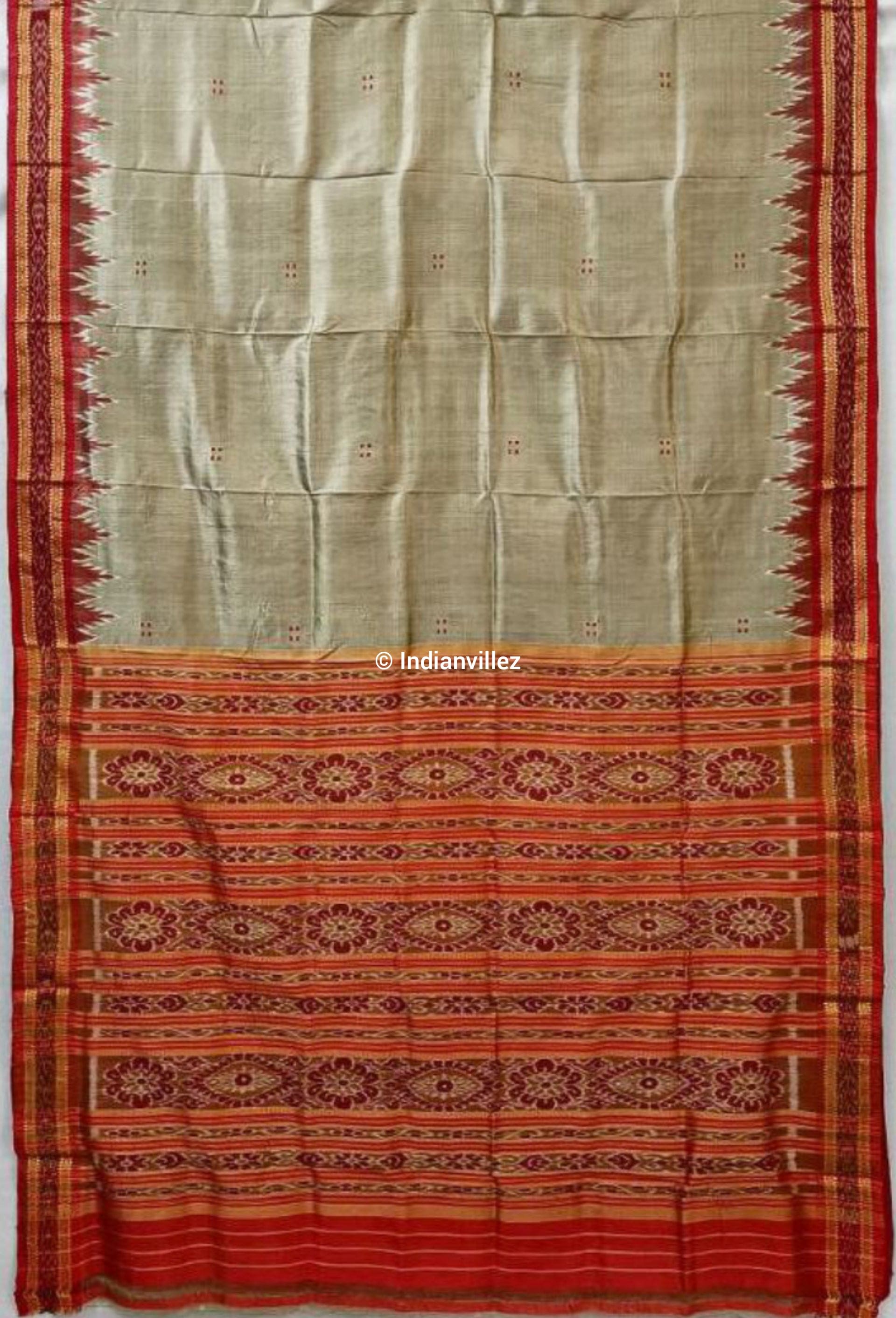 Moss Green Odisha Handloom Khandua Silk Saree