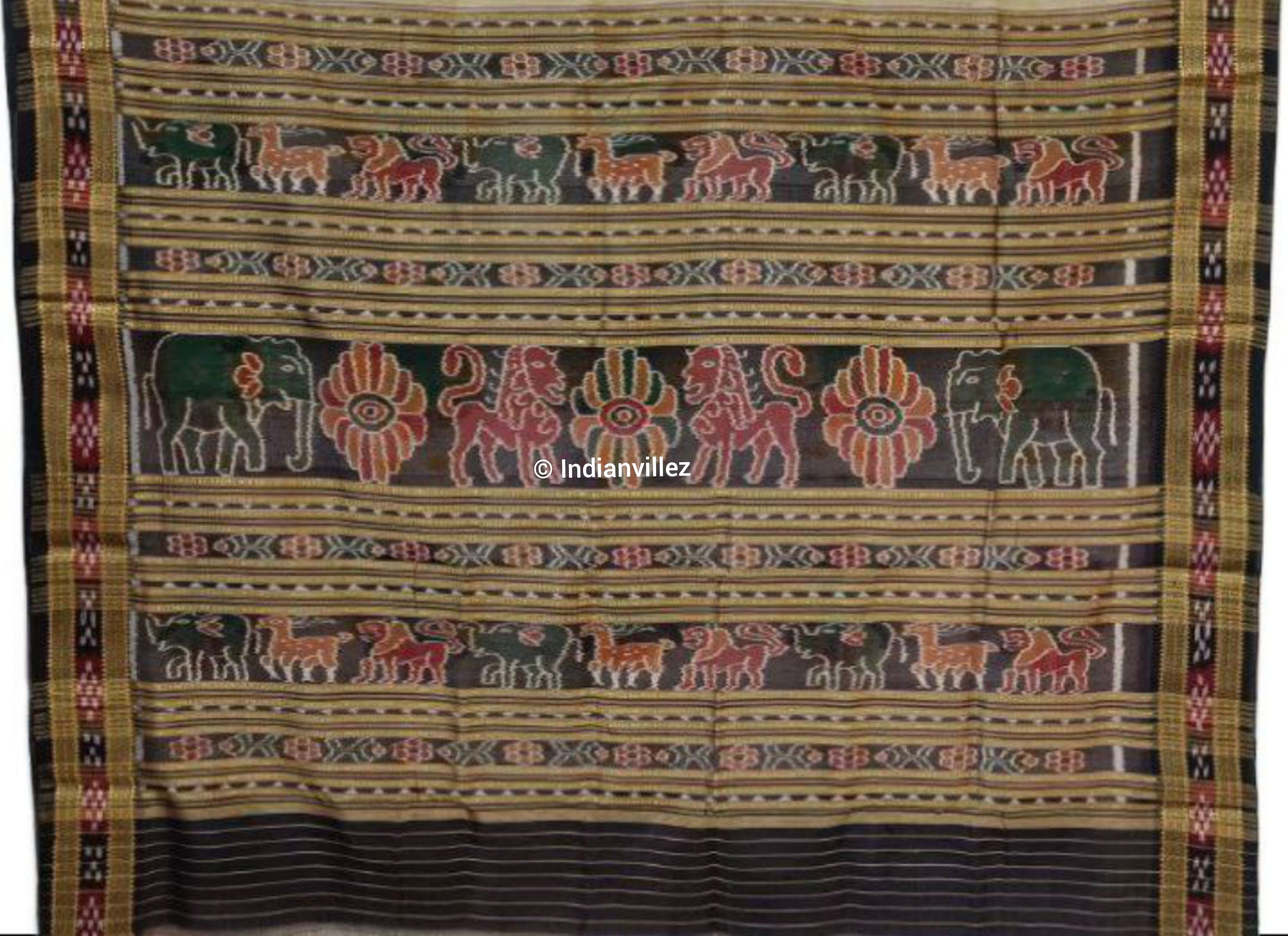 White Baghambari With Pasapali Border Khandua Silk Saree