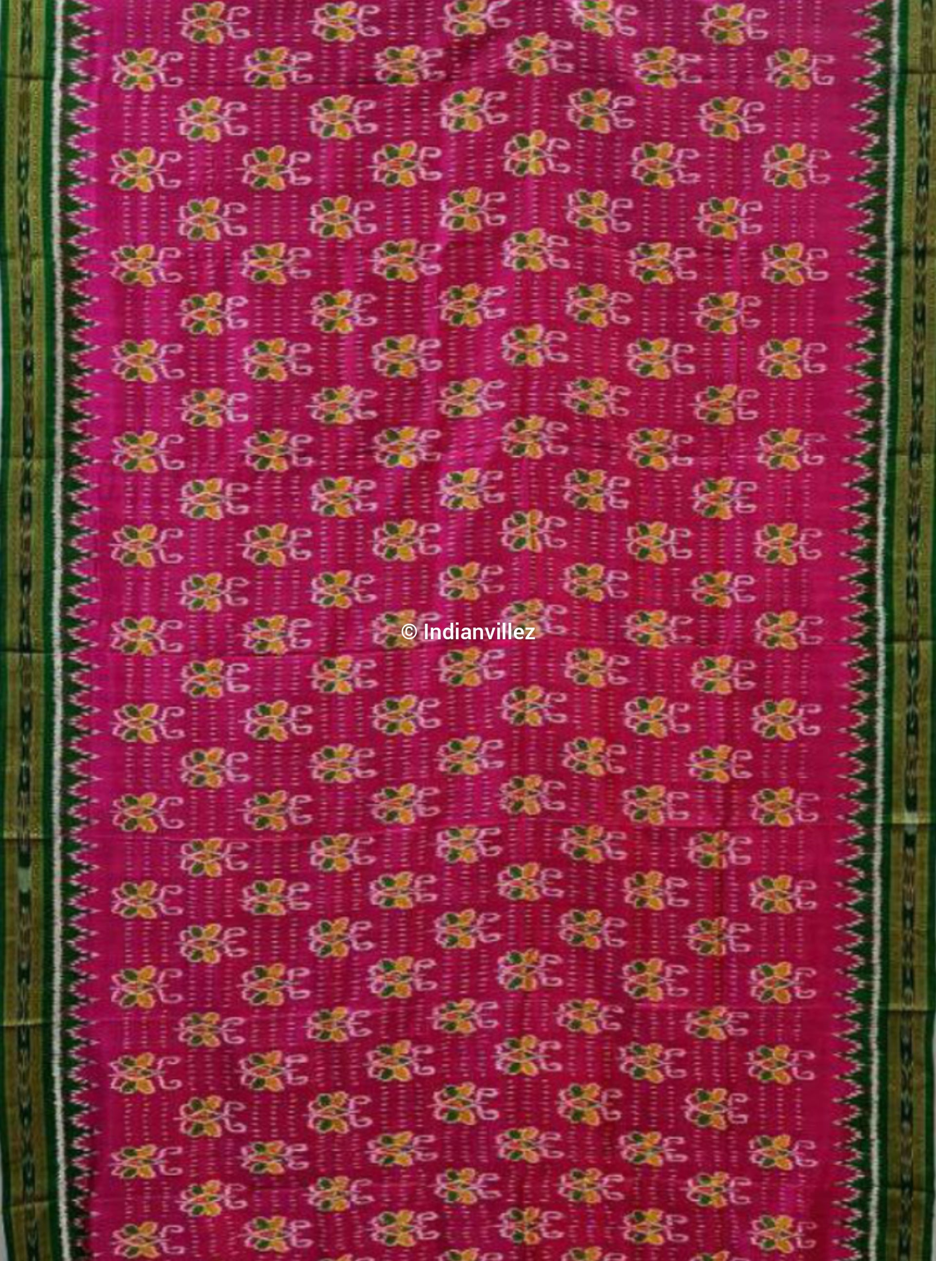 Pink Green Butterfly Odisha Handloom Khandua Silk Saree