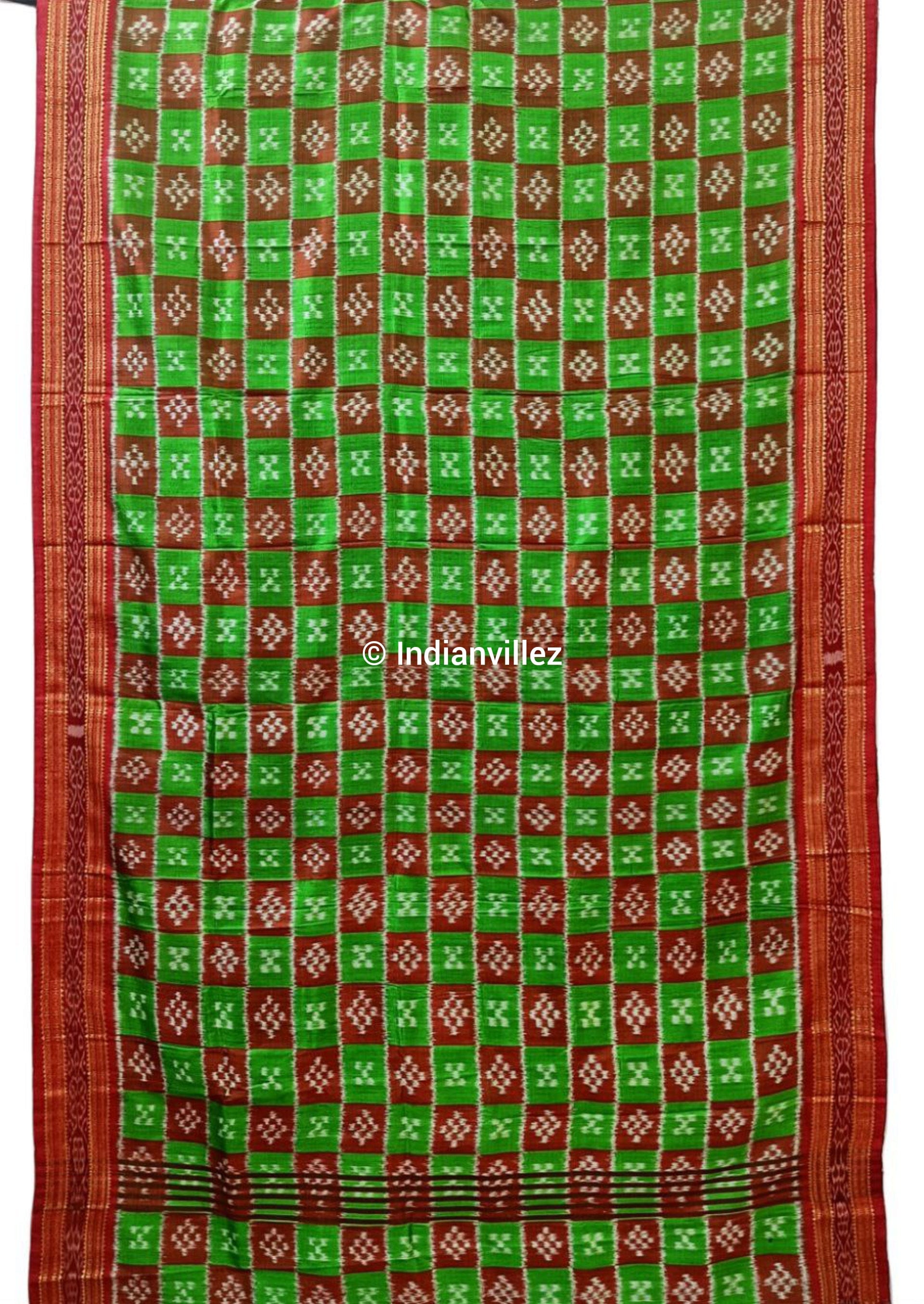 Green Maroon Body Pasapalli Odisha Handloom Khandua Silk Saree