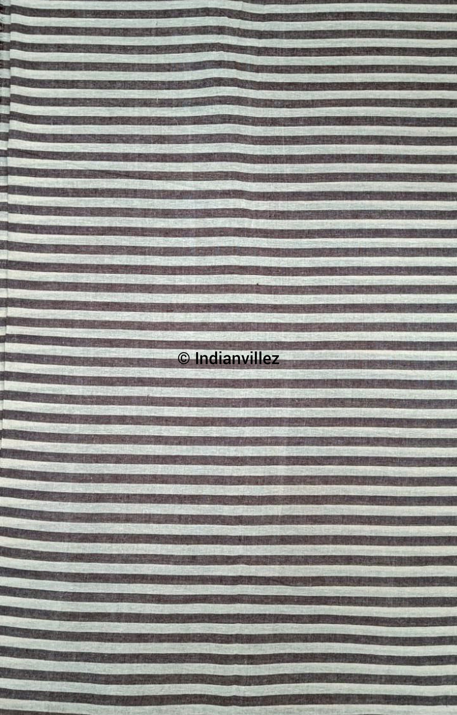 White With Light Maroon Strips Organic Natural Dyed Handmade Kotpad Fabric