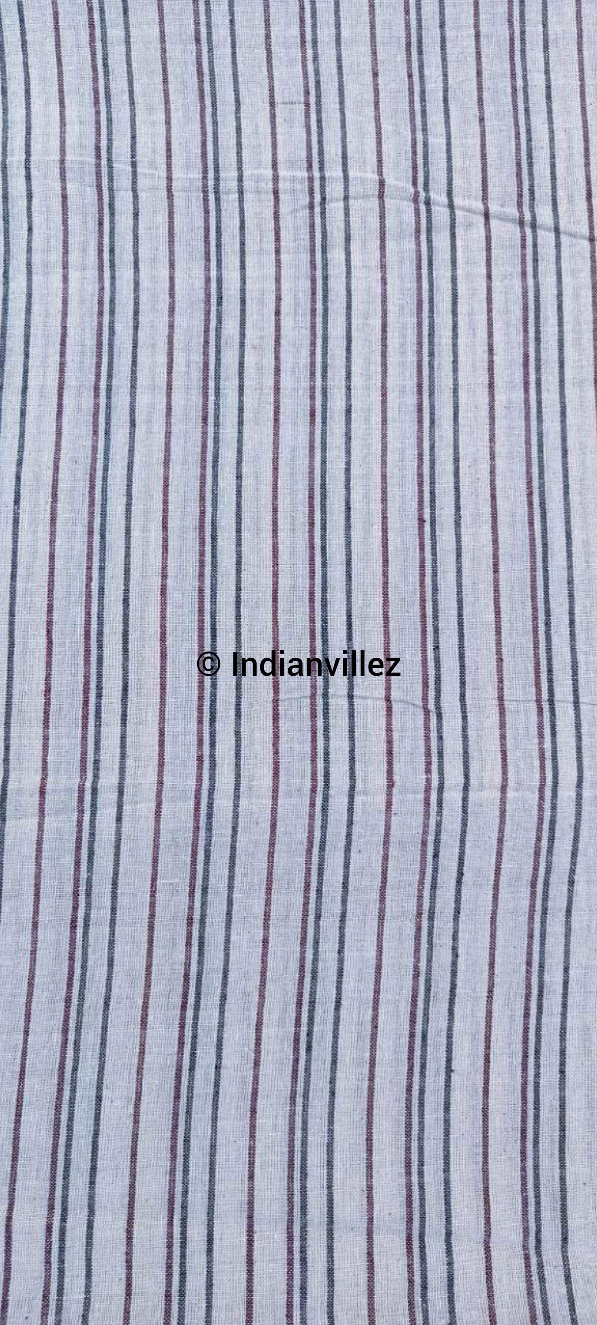 White With Maroon Black Organic Natural Dyed Kotpad Handloom Fabric