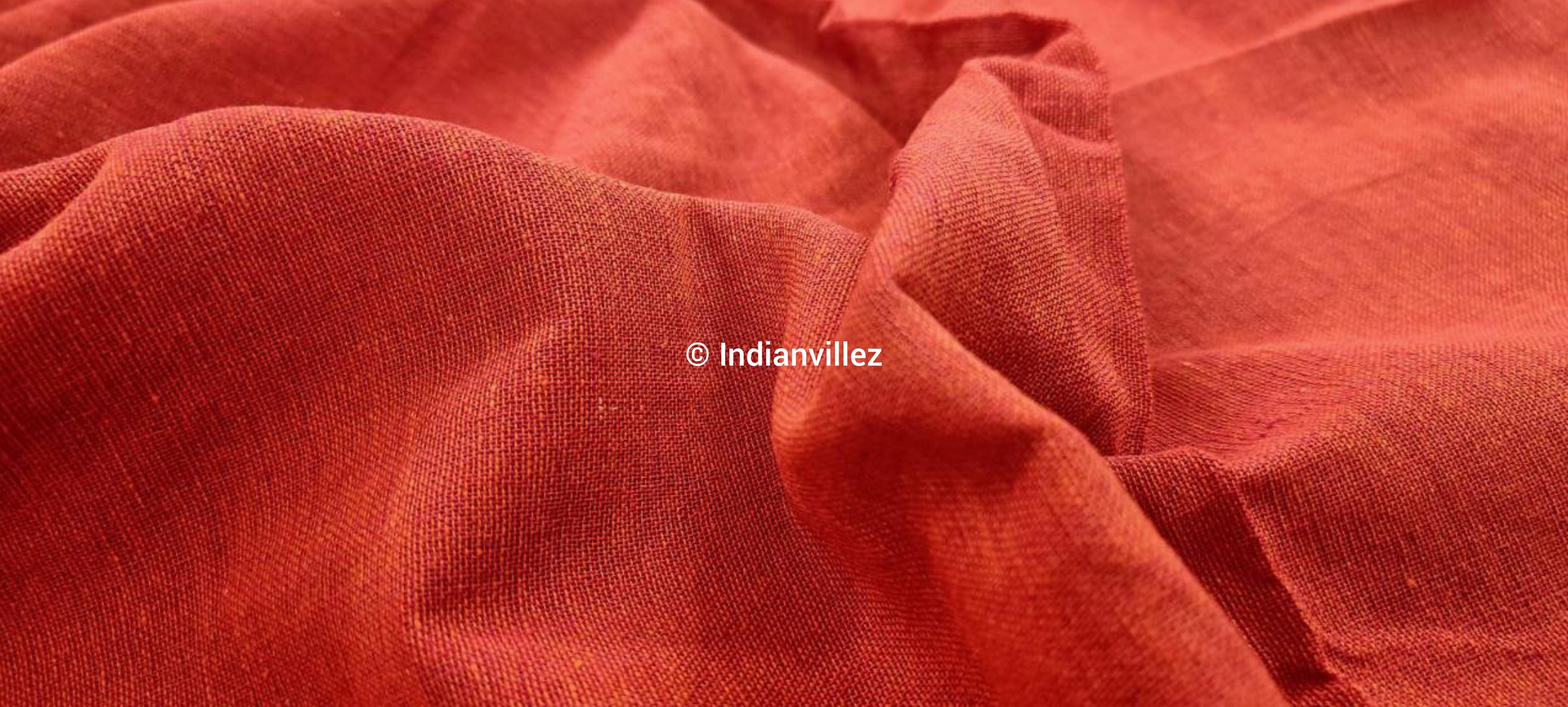Organic Dyed Plain Orange Kotpad Handloom Fabric