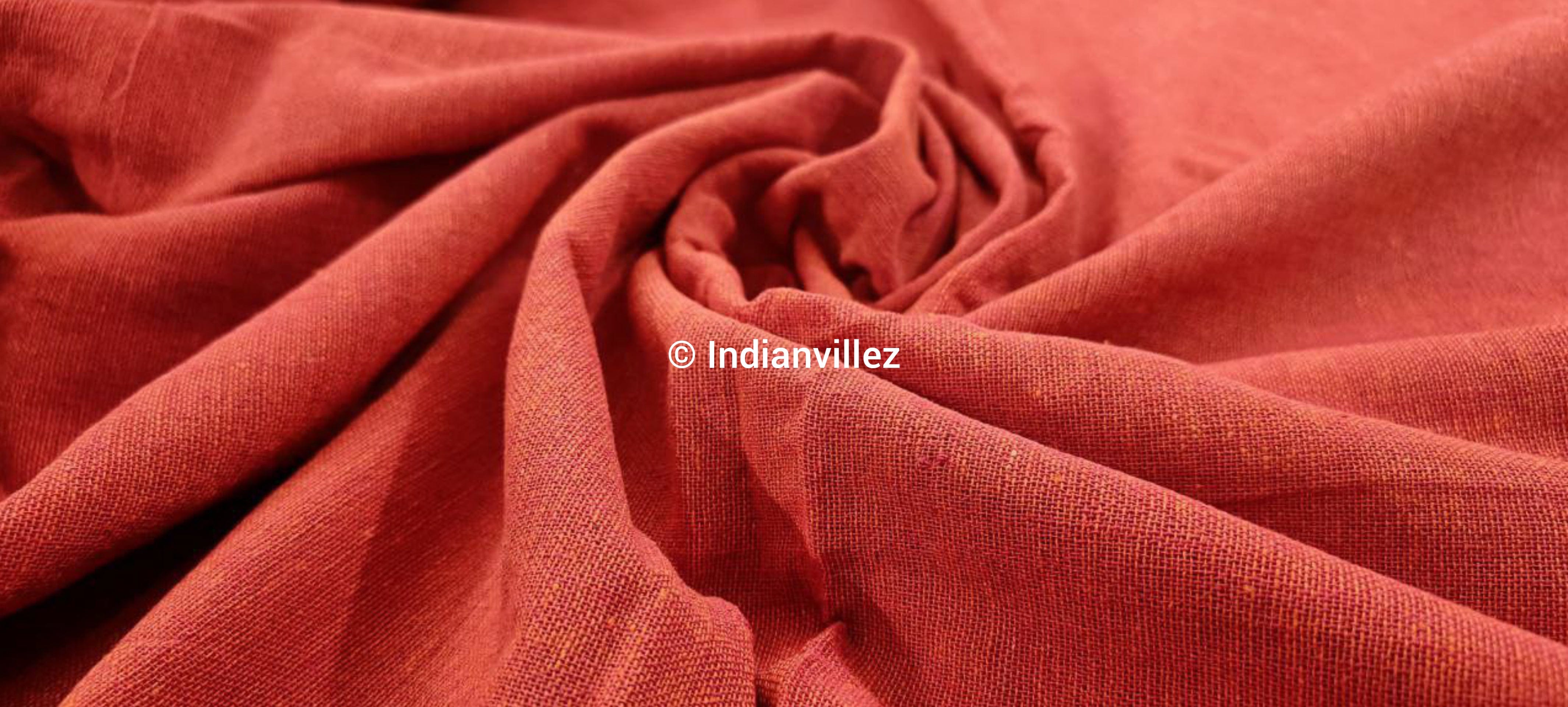Organic Dyed Plain Orange Kotpad Handloom Fabric