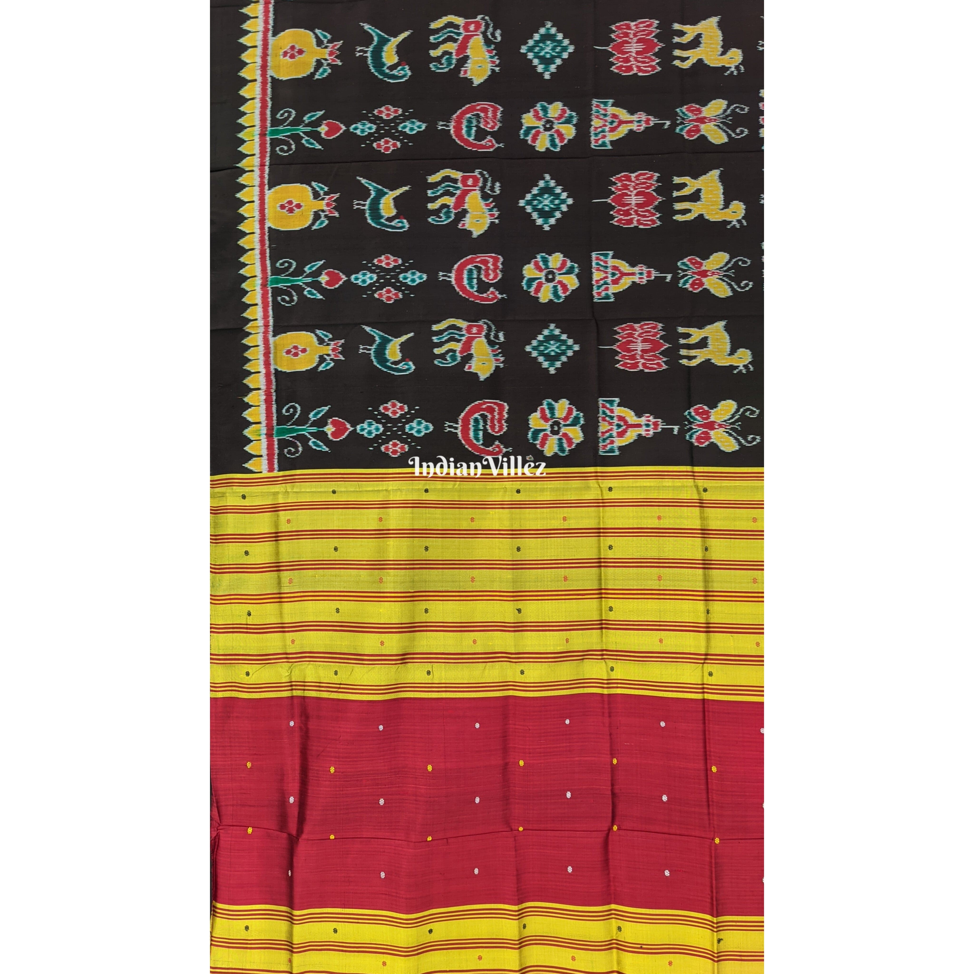 Black Contemporary Handloom Nabakothi Silk Saree