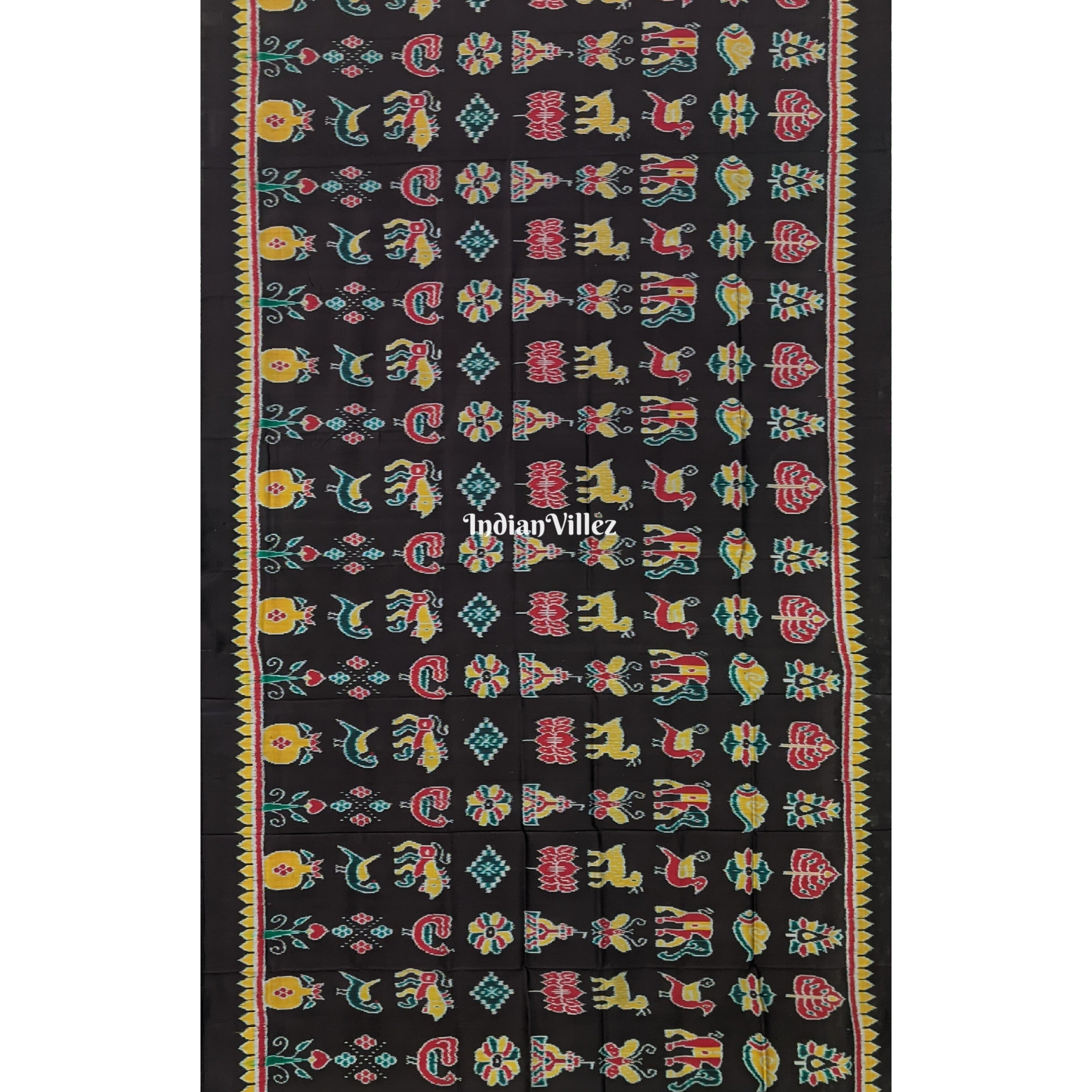 Black Contemporary Handloom Nabakothi Silk Saree
