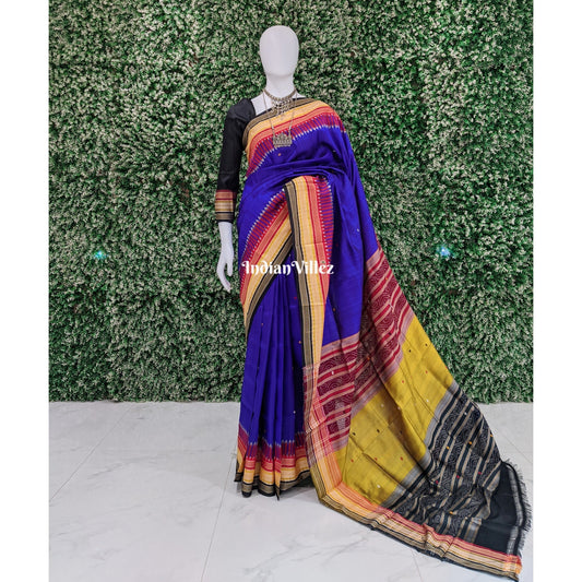 Royal Blue Kathiphera Ikat Odisha Handloom Khandua Silk Saree