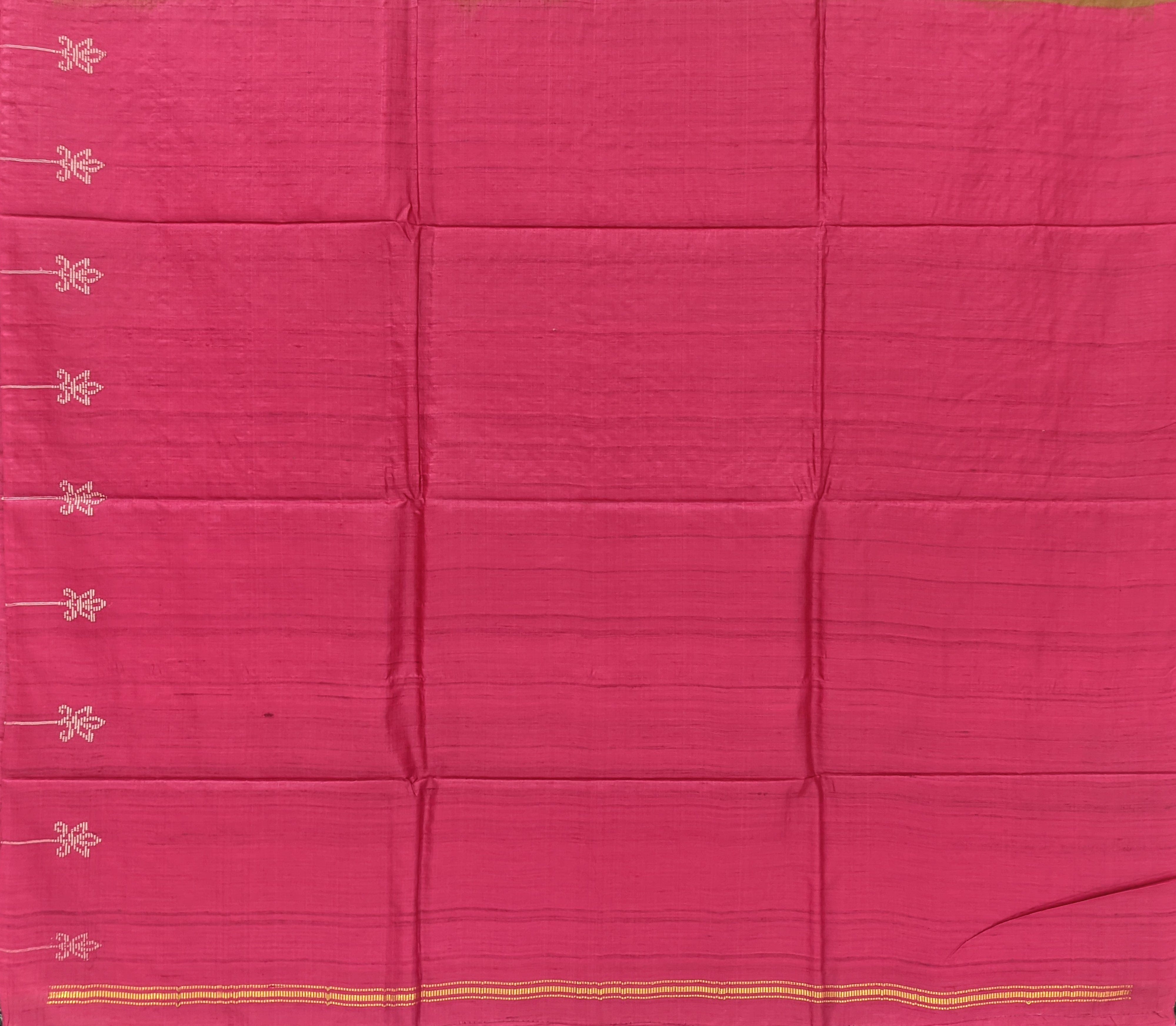 Chocolate Brown Lotus Border Gopalpur Tussar Silk Saree