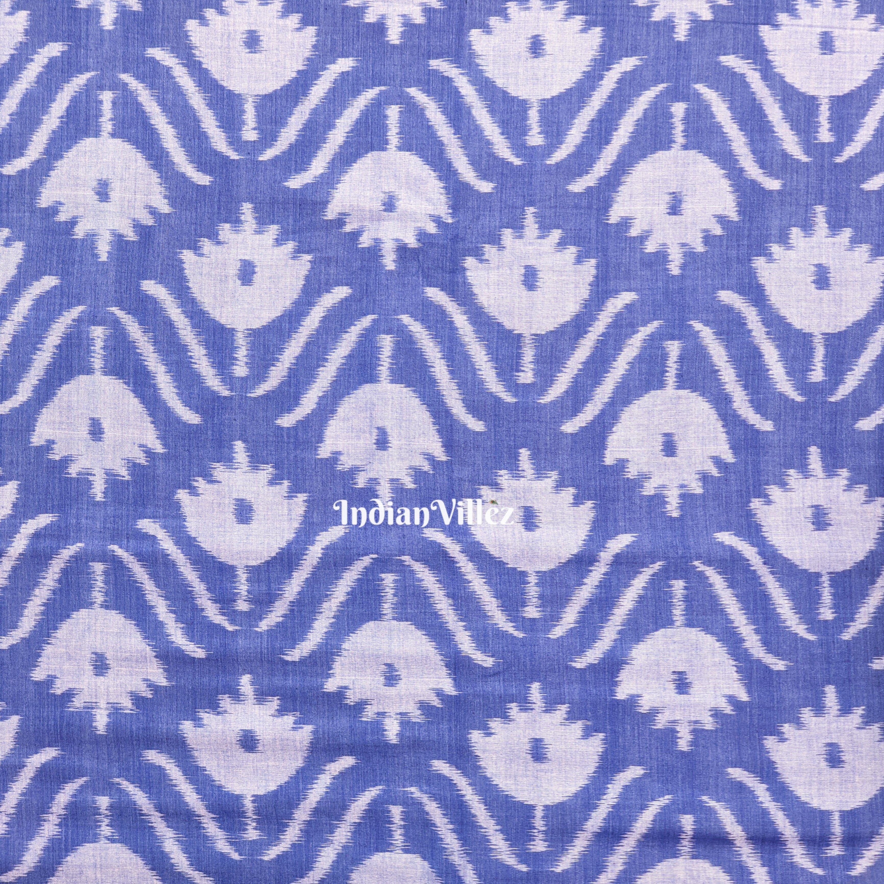 Blue Big Flower Odisha Handloom Cotton Ikat Fabric