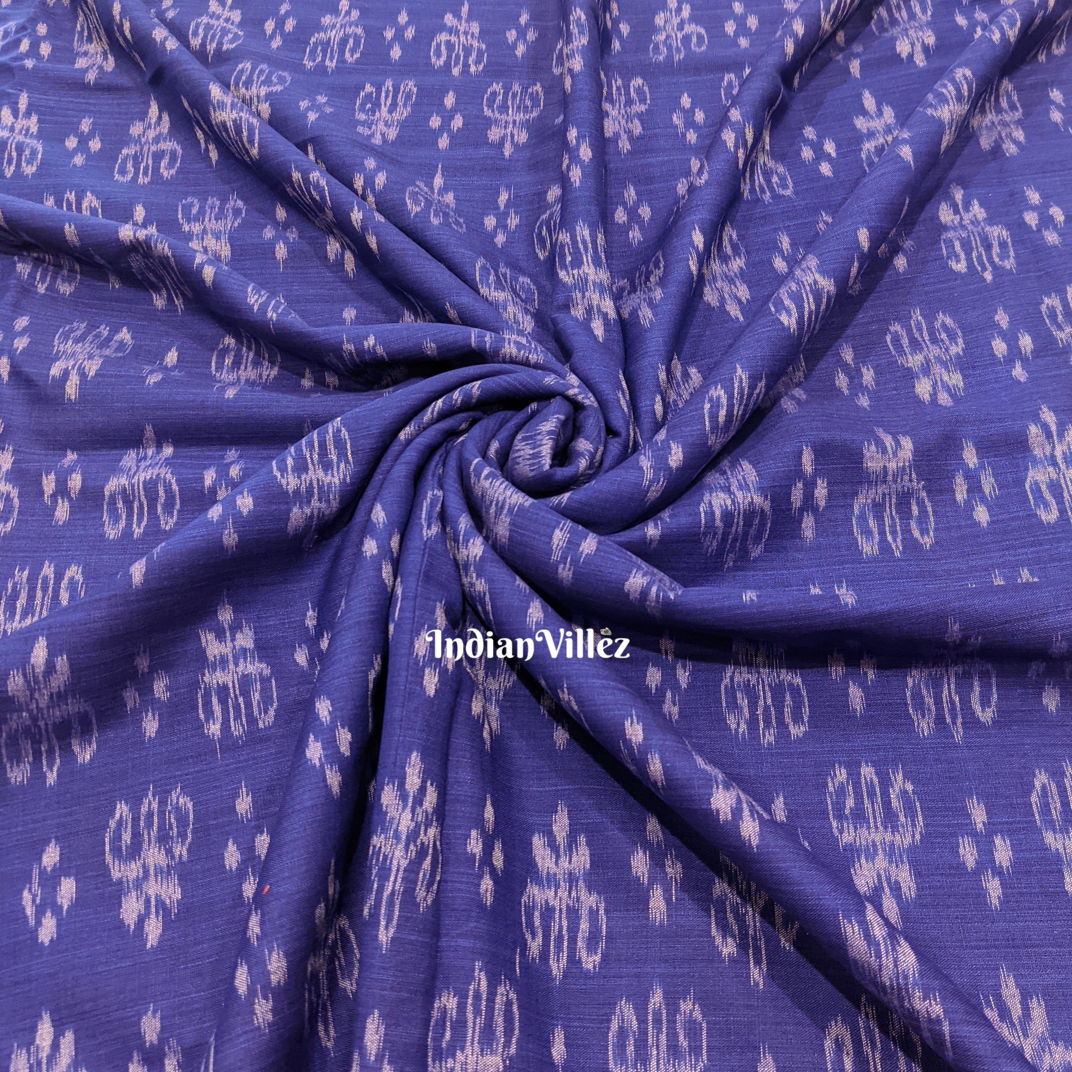 Blue Jhoti Tribal Odisha Handloom Cotton Ikat Fabric