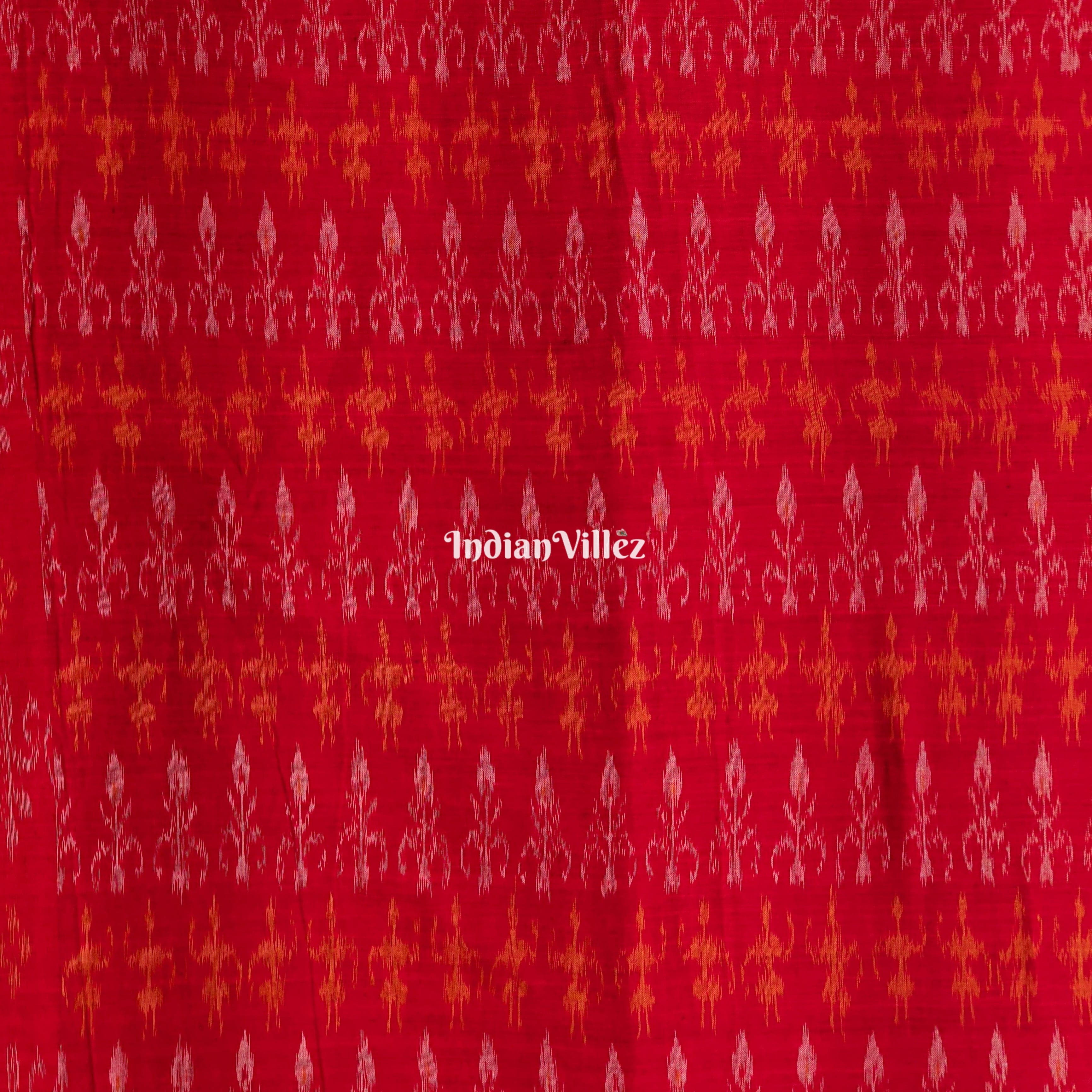 Red Tribal Odisha Handloom Cotton Ikat Fabric