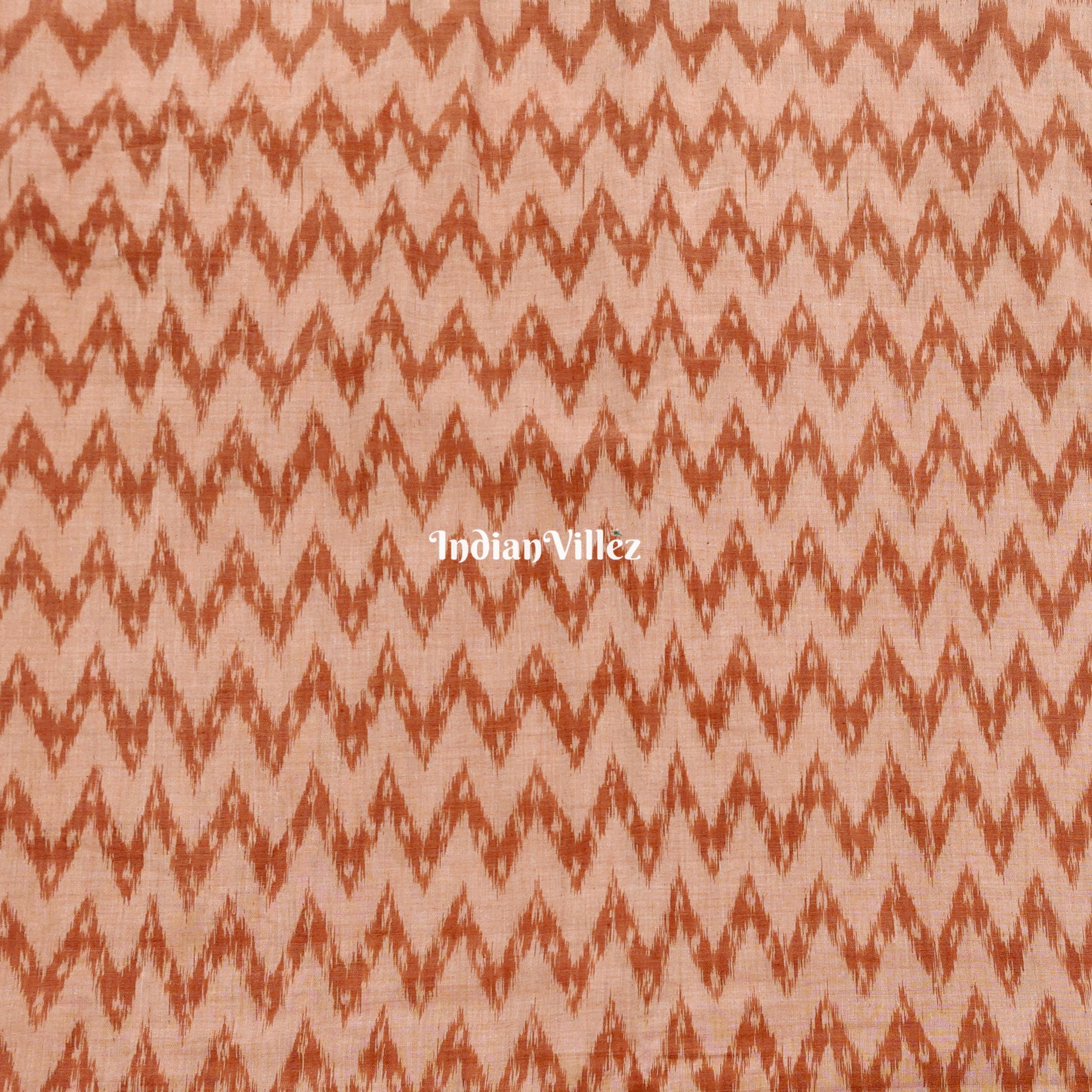 Brown Zigzag Pattern Sambalpuri Cotton Dress Martial 
