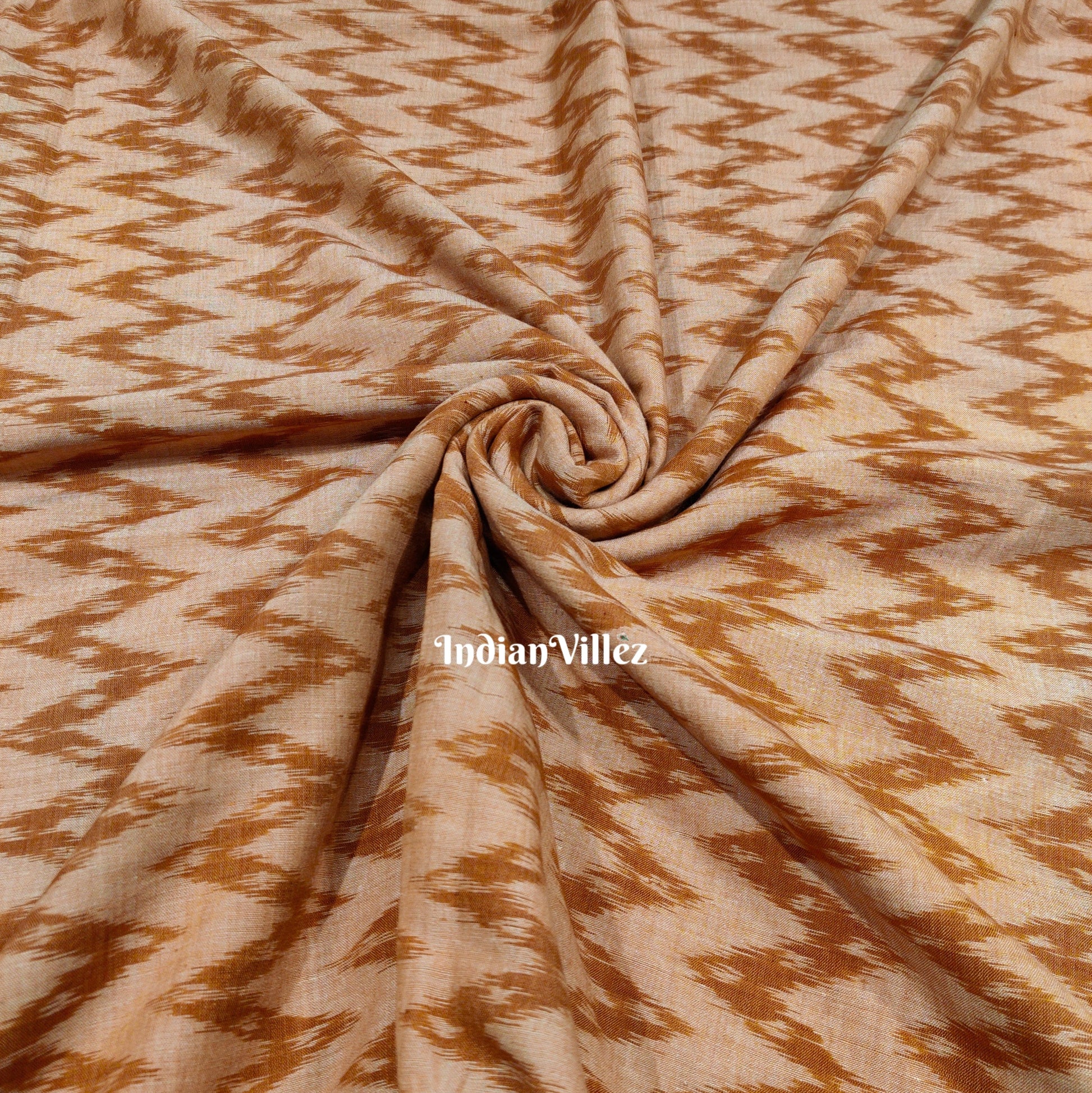 Brown Zigzag Pattern Sambalpuri Cotton Dress Martial 