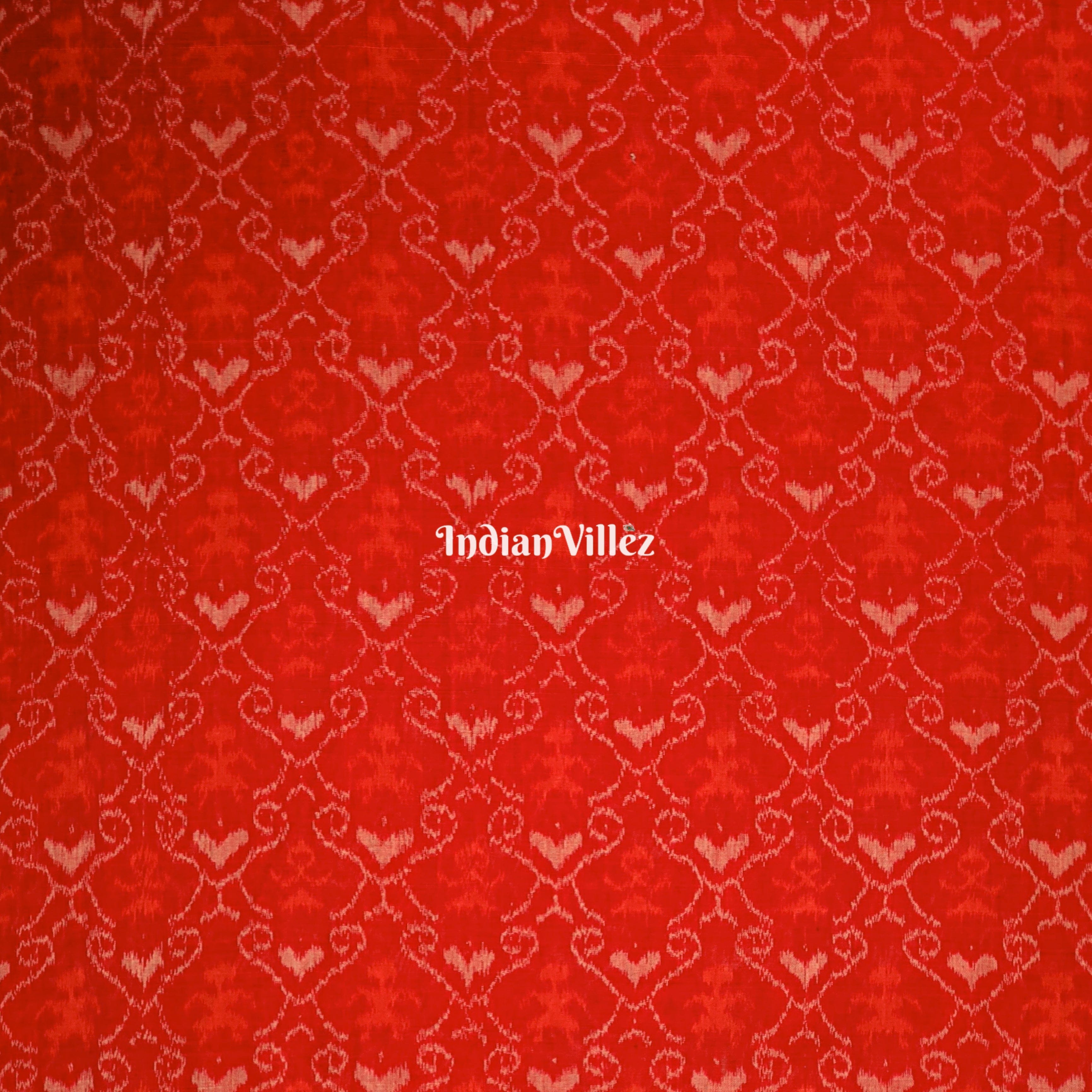 Red Heart Design Odisha Handloom Cotton Ikat Fabric