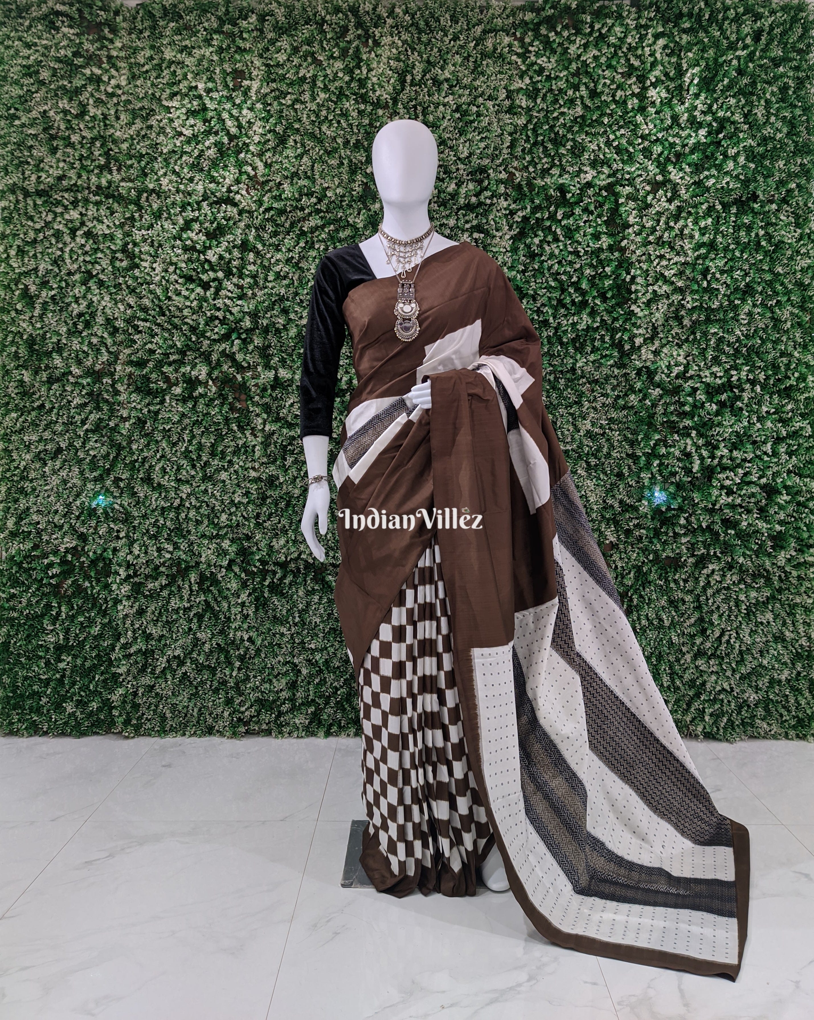 Exclusive Coffee Brown Pasapali Sambalpuri Silk Saree