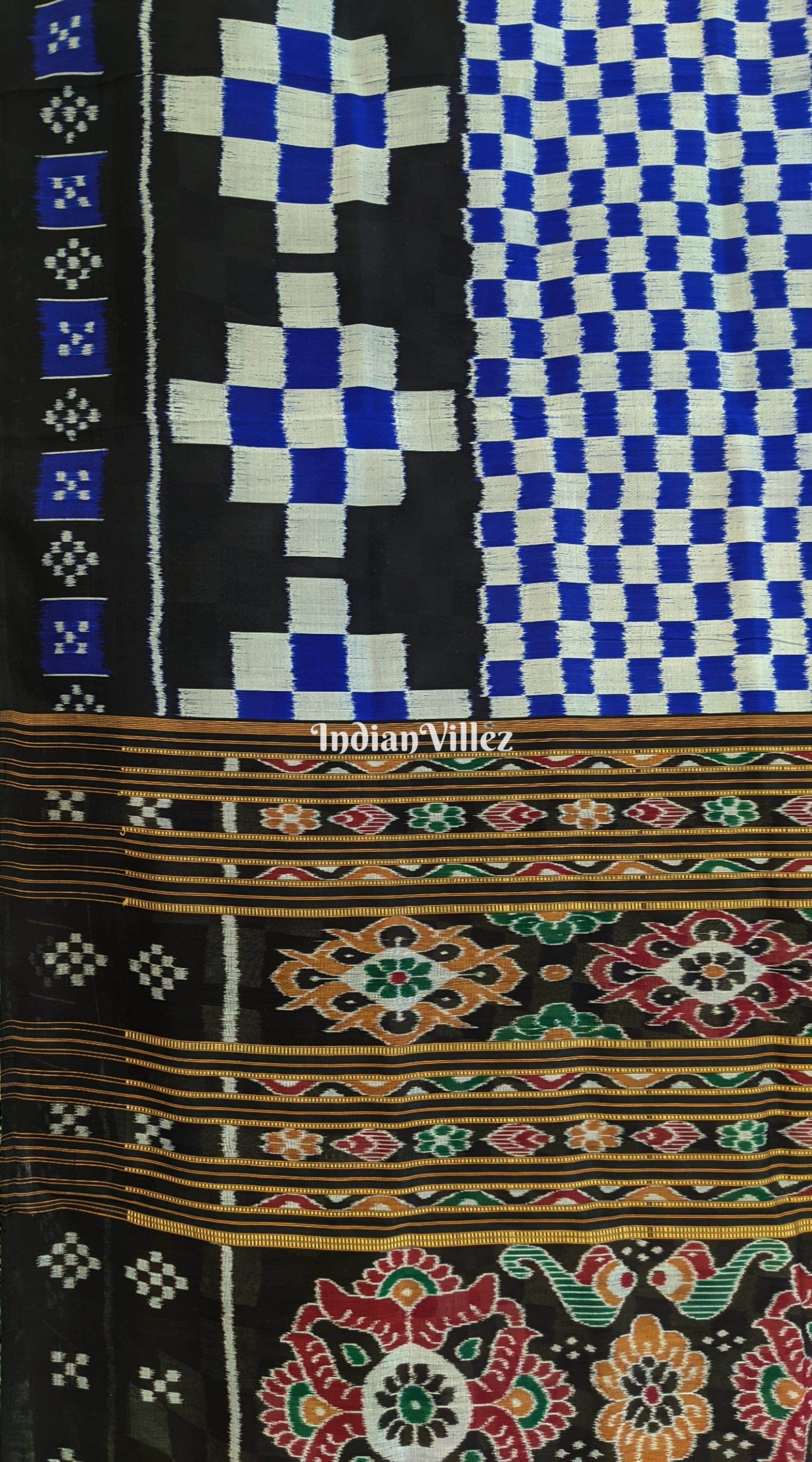 Blue Contemporary Pasapali Khandua Odisha Handloom Silk Saree