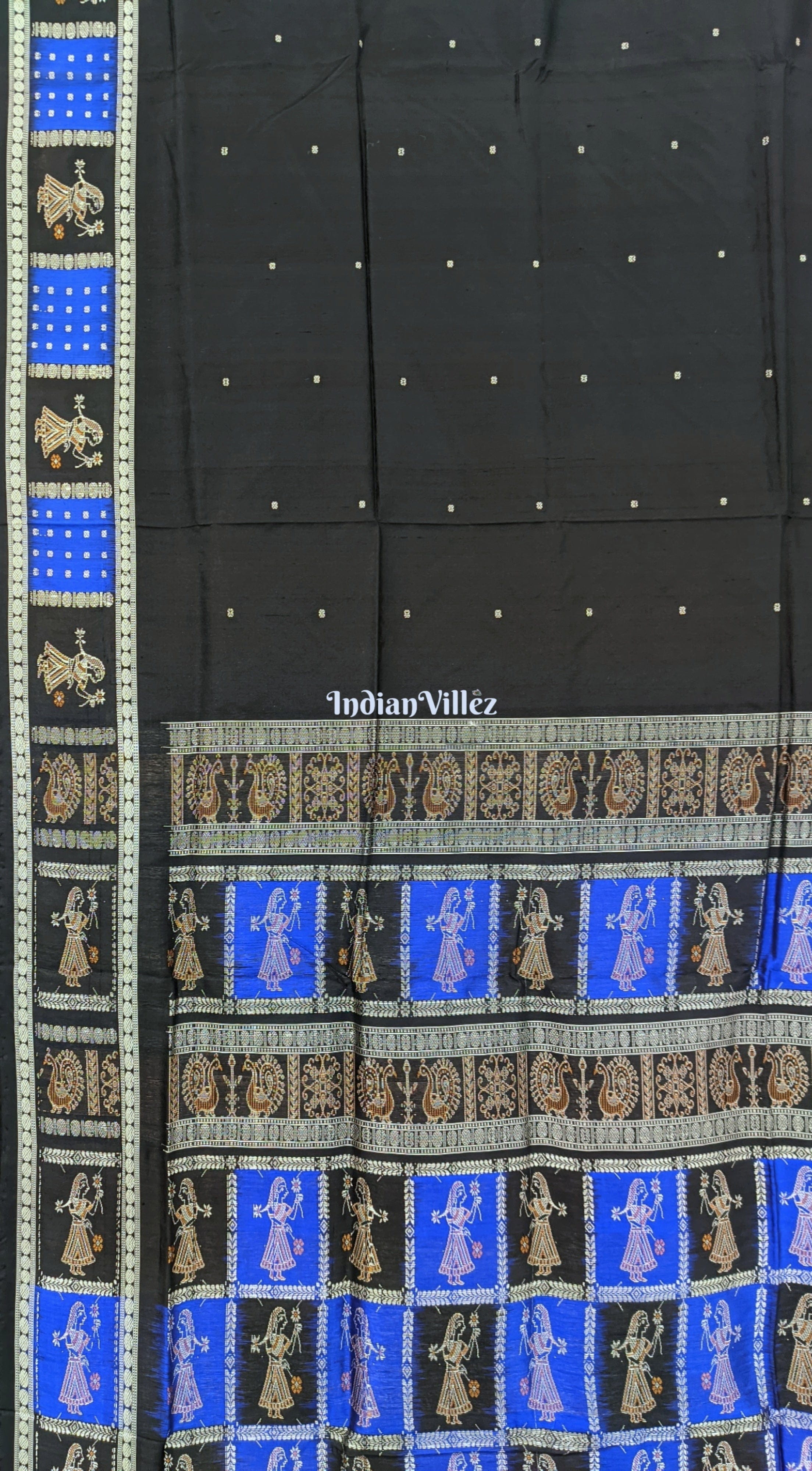 Black Blue Doll Odisha Handloom Bomkai Silk Saree