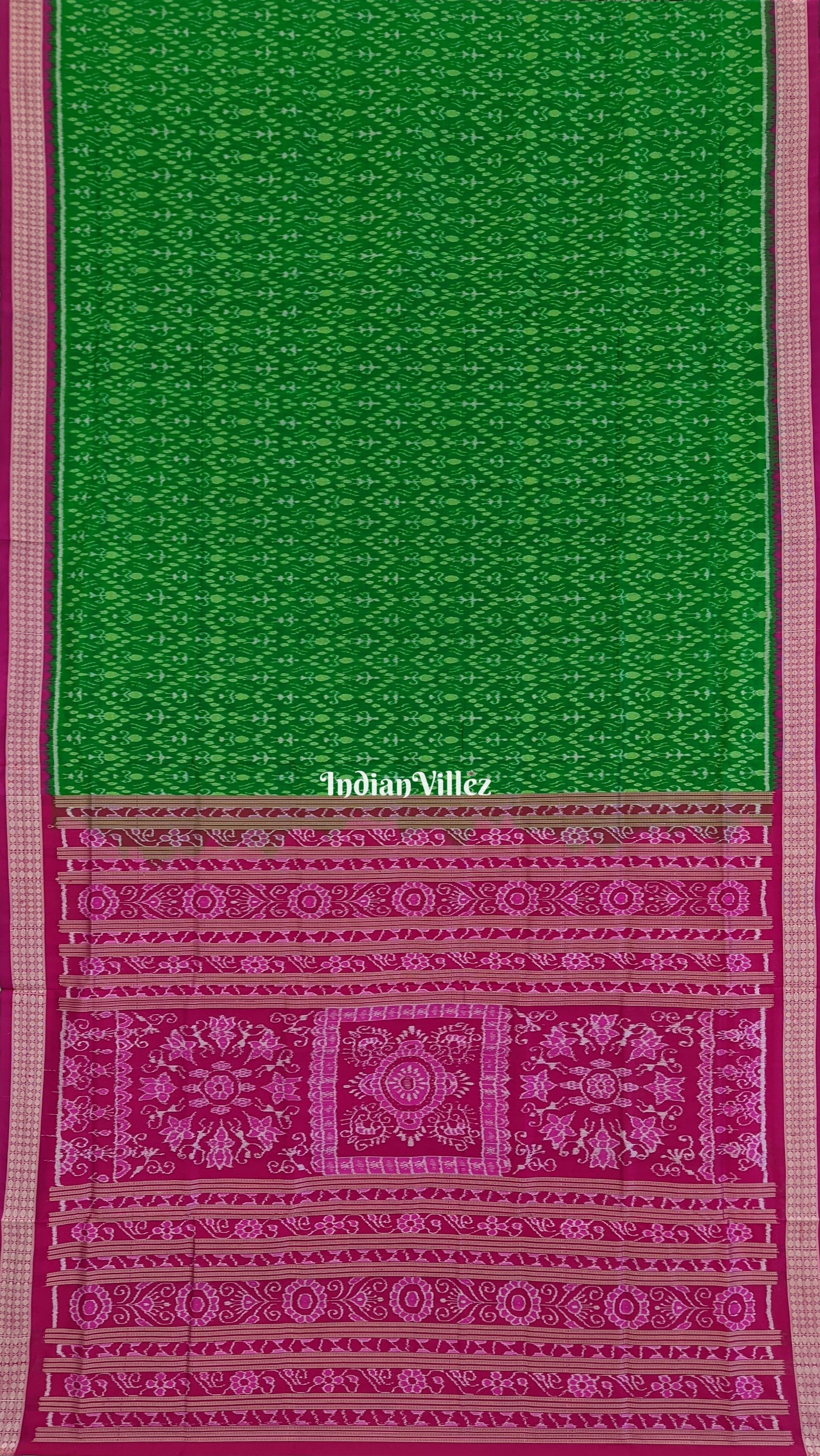 Green Pink Tribal Sambalpuri Ikat Silk Saree